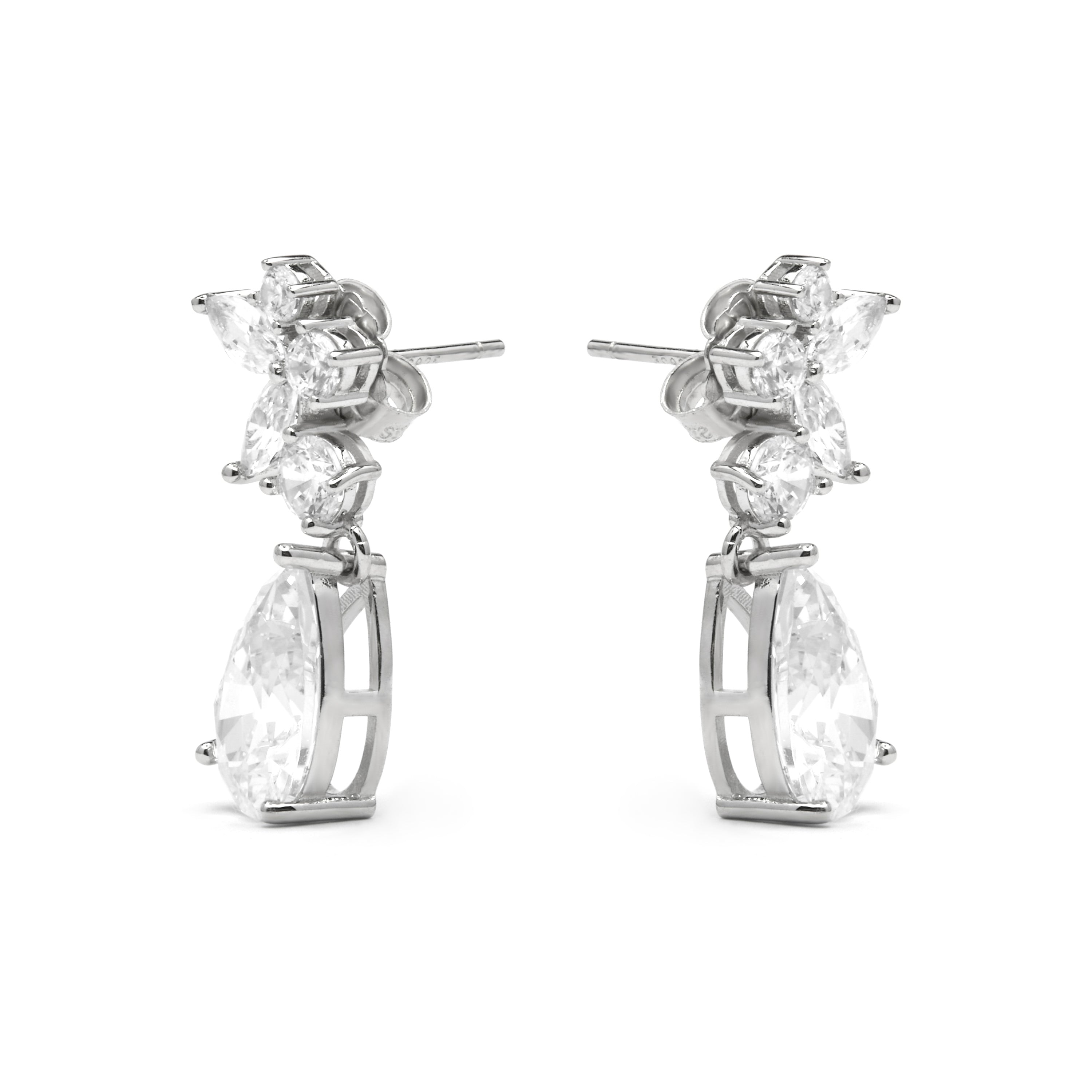 Pendientes de Plata de Ley 925 y Circonita Brillante acabado rodio - Raxal