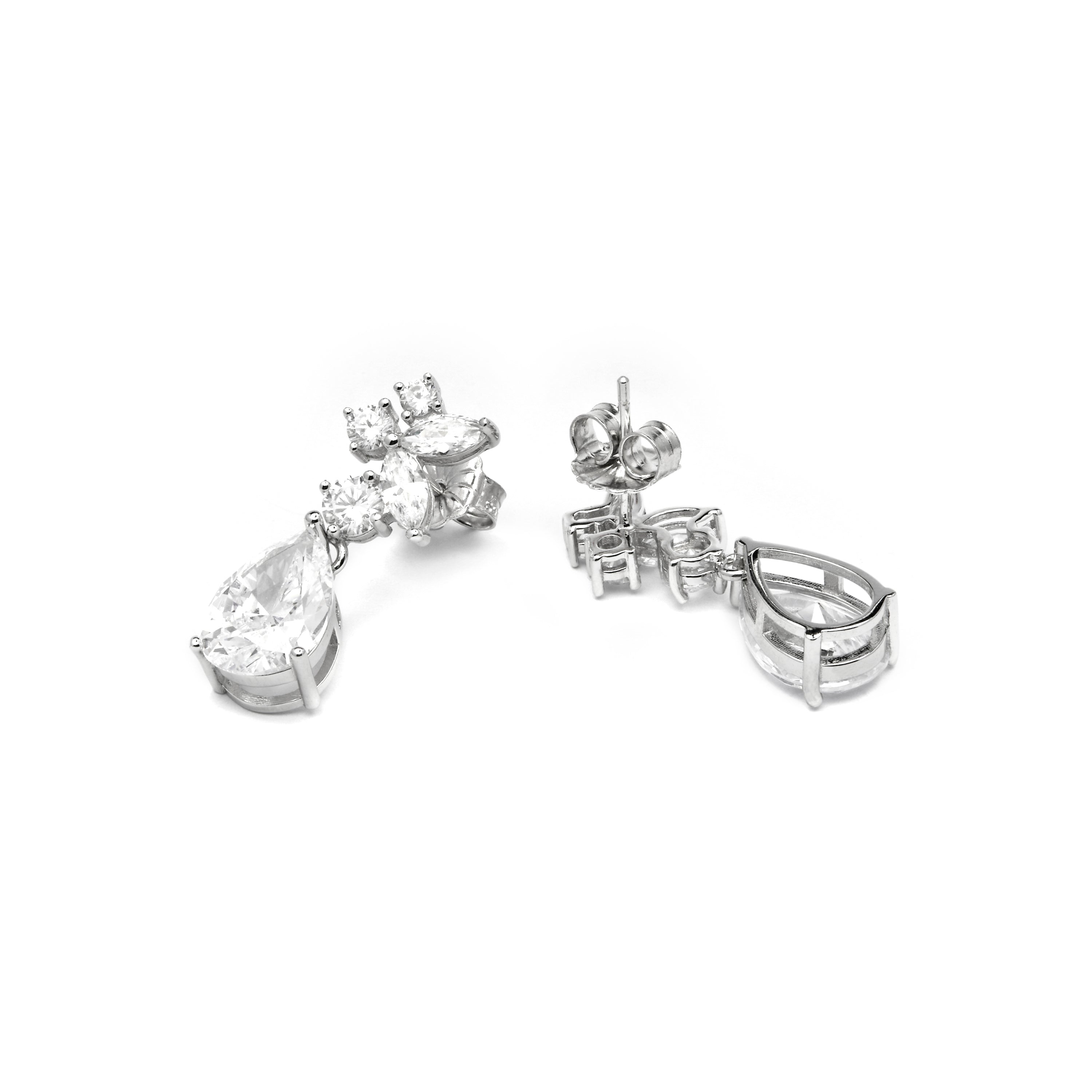 Pendientes de Plata de Ley 925 y Circonita Brillante acabado rodio - Raxal