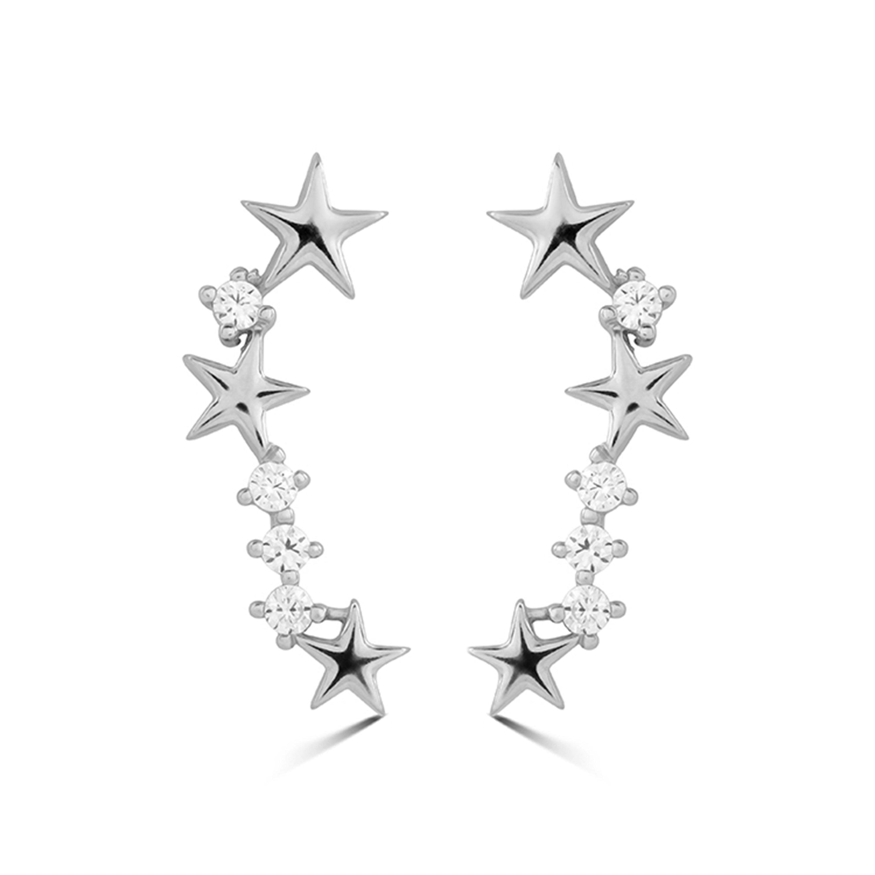 Boucles d'oreilles en argent sterling 925 avec zircon brillant finition rhodium - Efrom