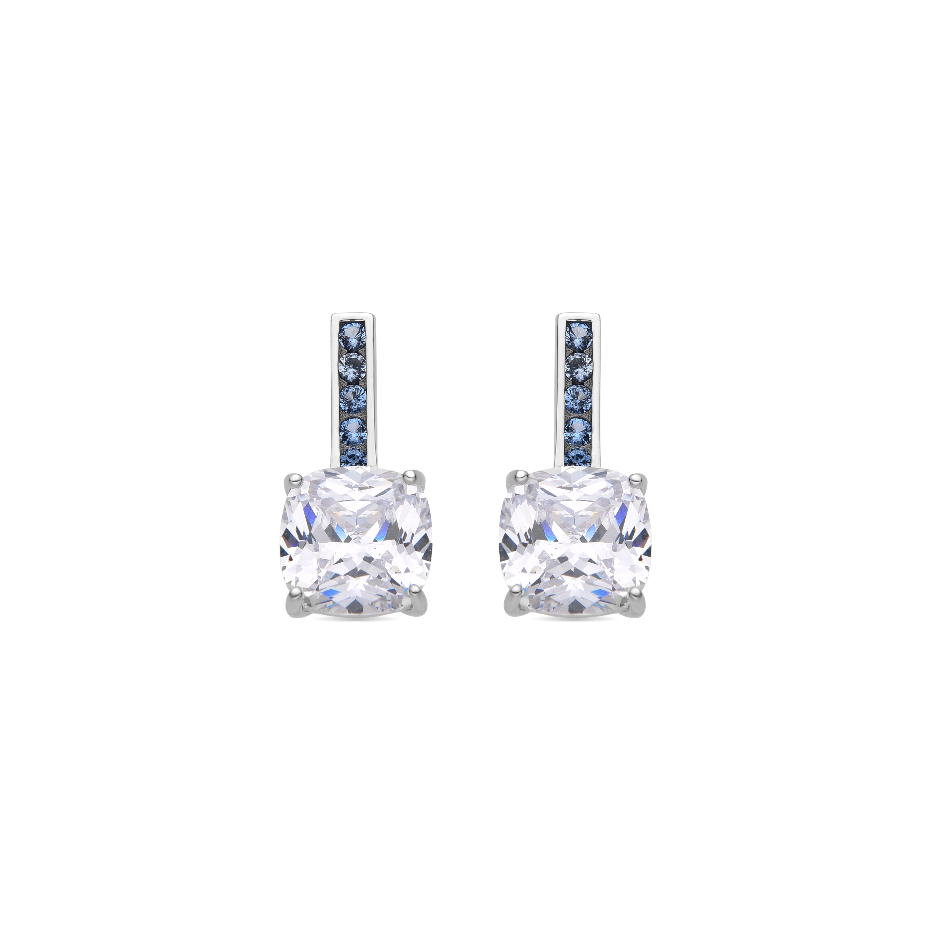 Boucles d'oreilles Argent 925 et Zircone Aigue-marine finition rhodiée - Xephass