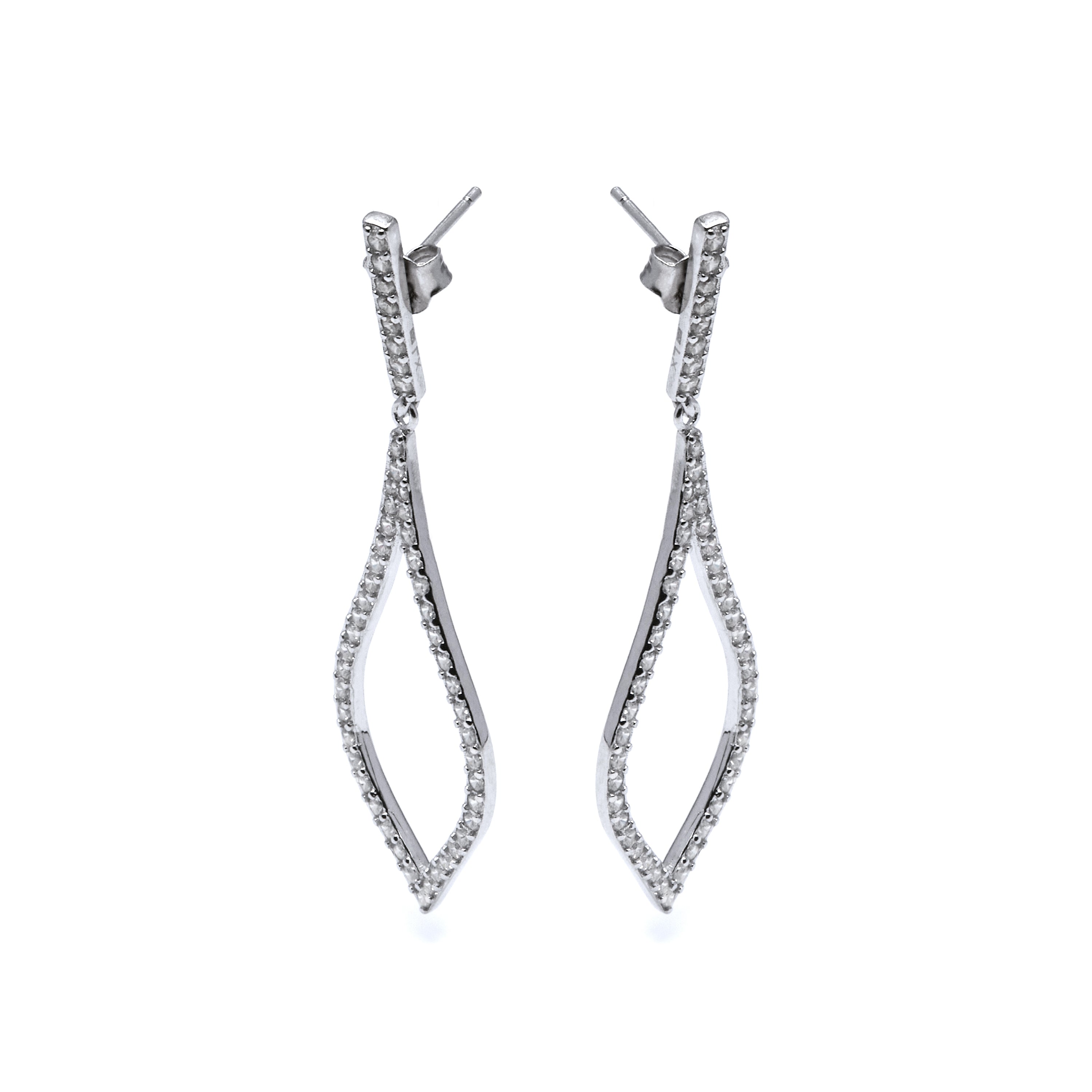 925 Sterling Silver Earrings with Brilliant Zirconia finished in Rhodium - Materish