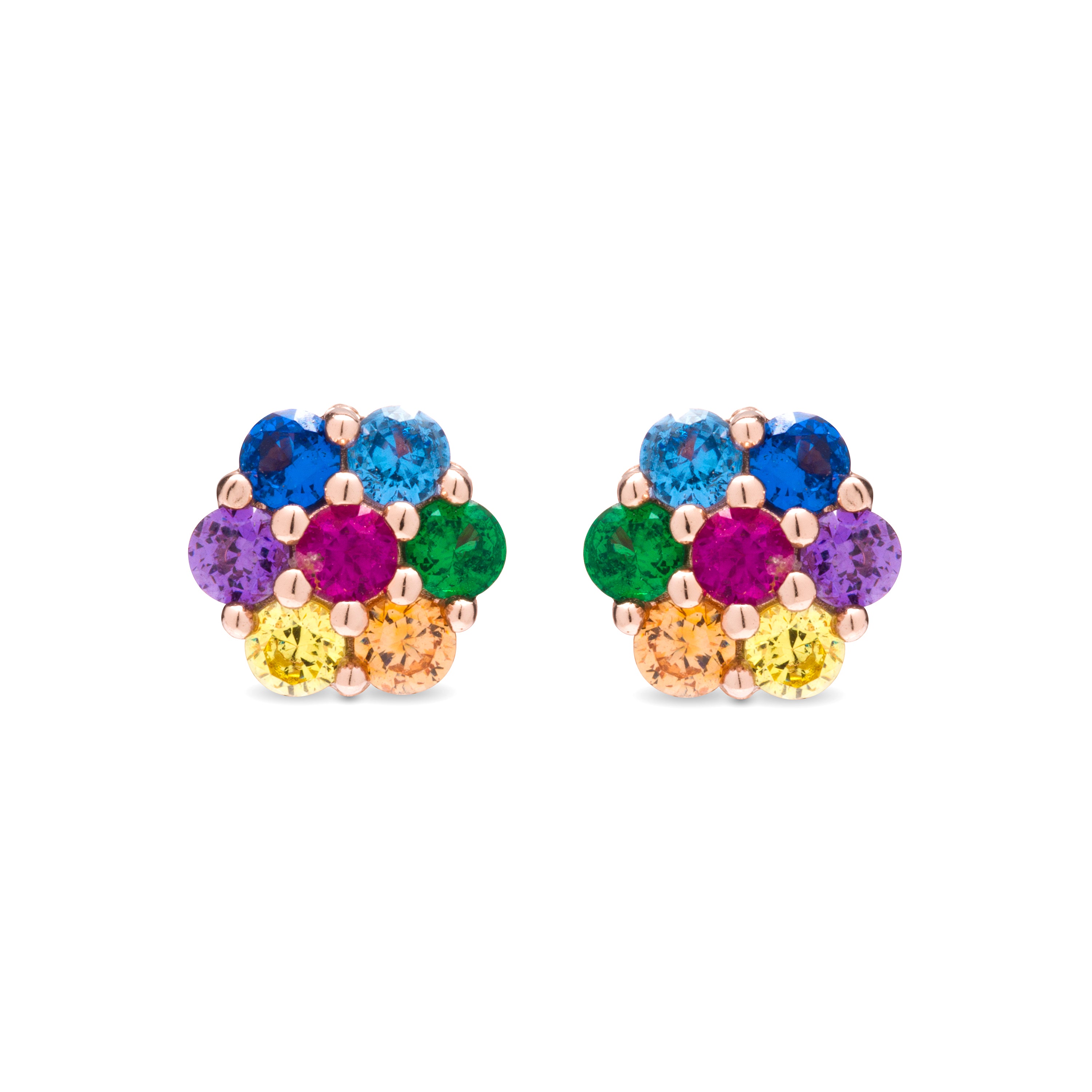 925 Sterling Silver Earrings with Multicolor Cubic Zirconia finished in 18K Rose Gold - Laken