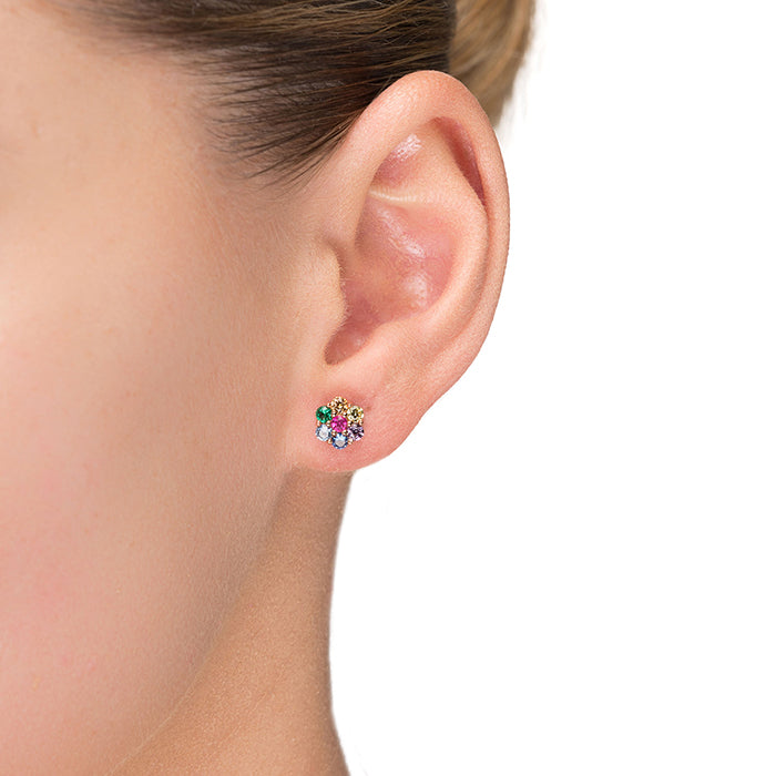 Orecchini in Argento Sterling 925 con Zirconia Multicolore finiti in oro rosa 18K - Laken