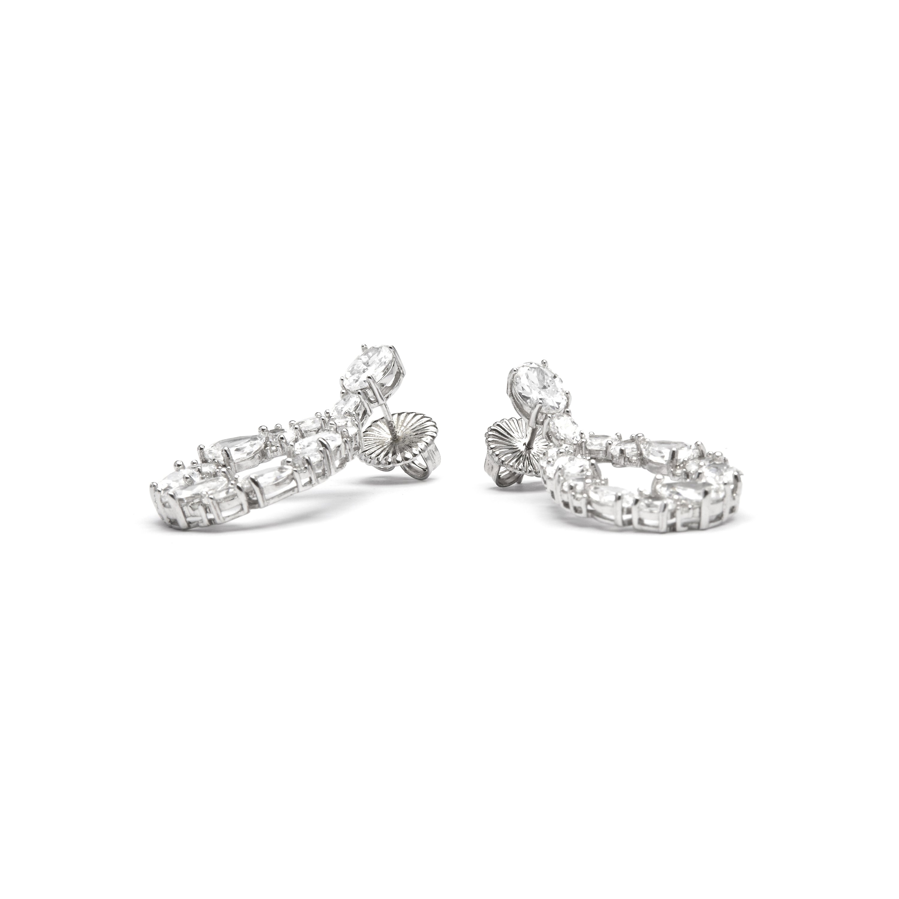 925 Sterling Silver Earrings with Brilliant Zirconia finished in rhodium - Madne