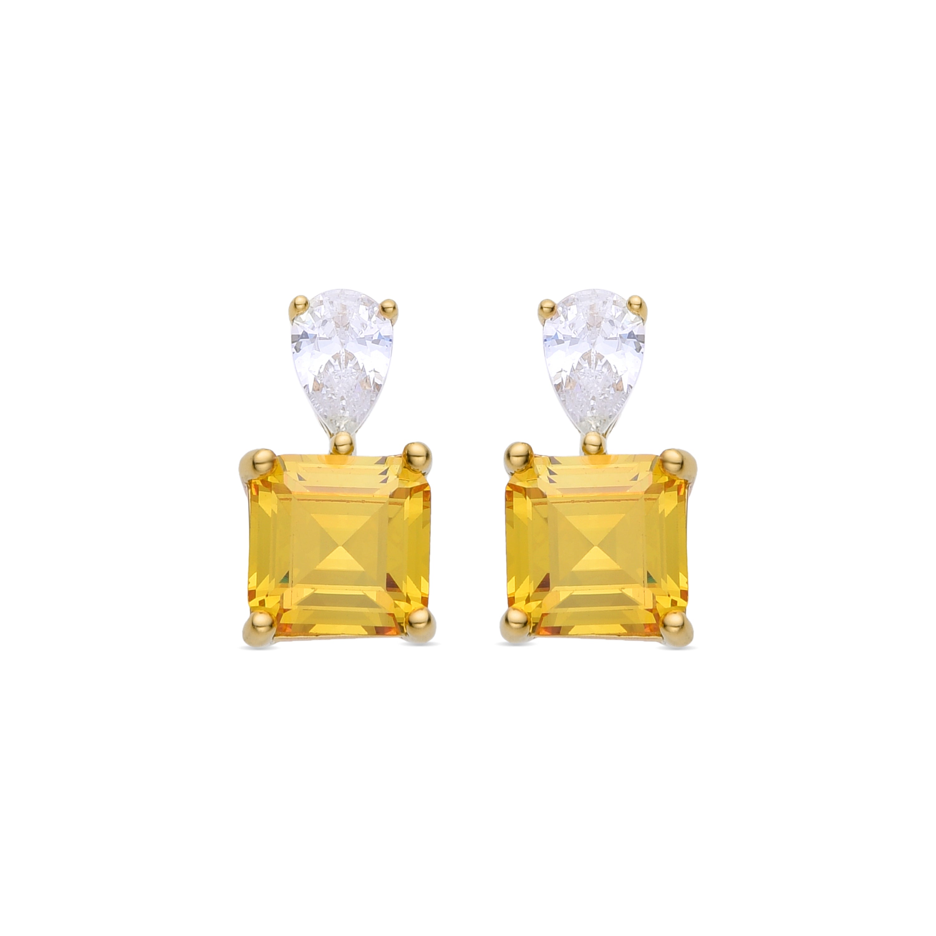 Boucles d'oreilles en argent sterling 925 et Padparadscha finies en or jaune 18 carats - Codua