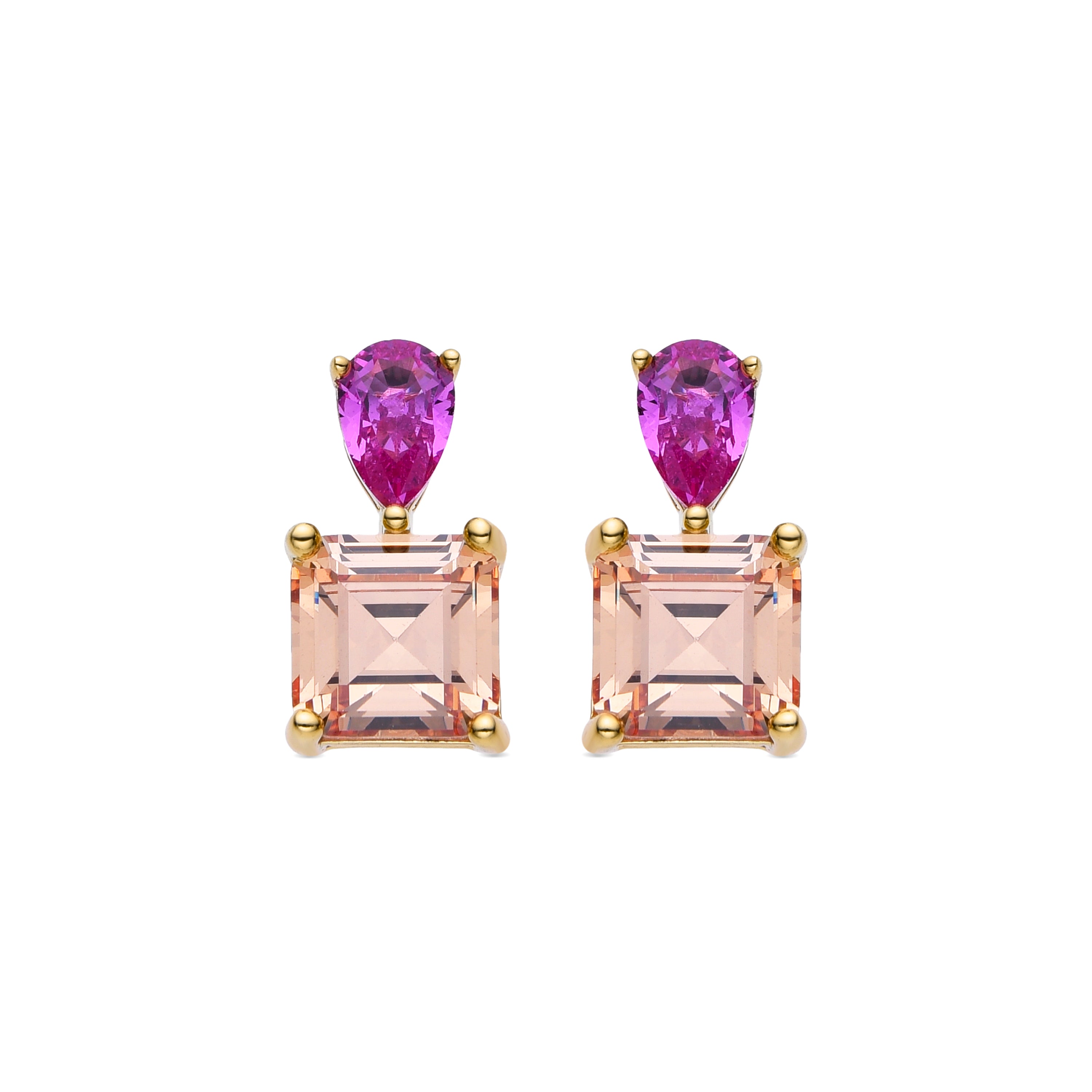 Orecchini in Argento Sterling 925 e Zirconia Multicolore con finiture in oro giallo 18k - Codua