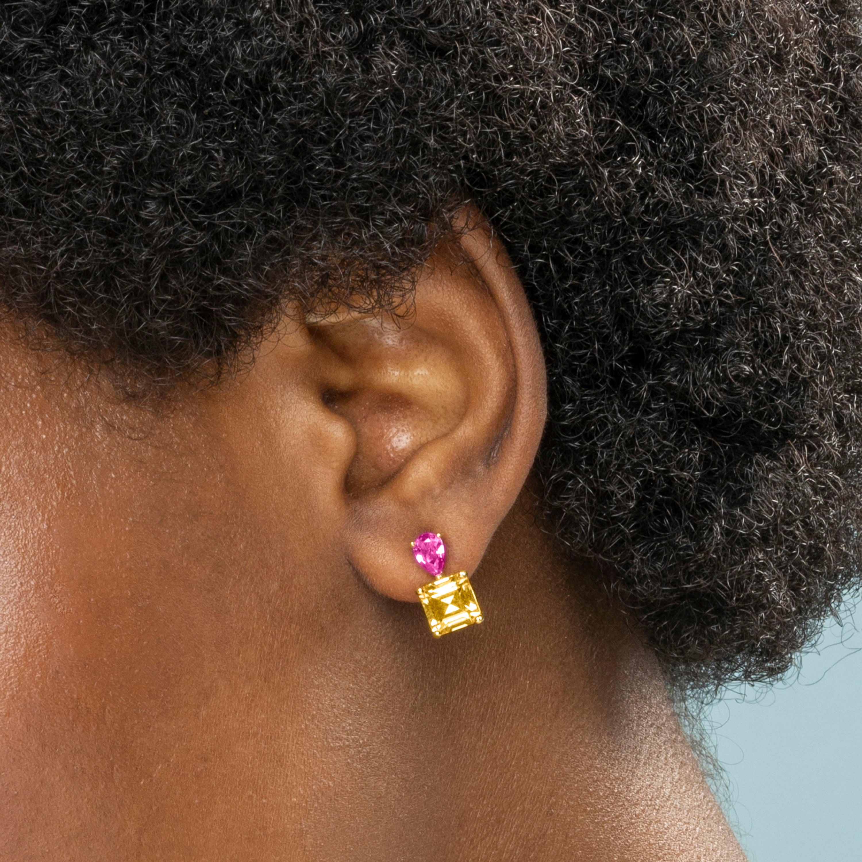 Pendientes de Plata de Ley 925 y Circonita Multicolor acabados en oro amarillo de 18k - Codua