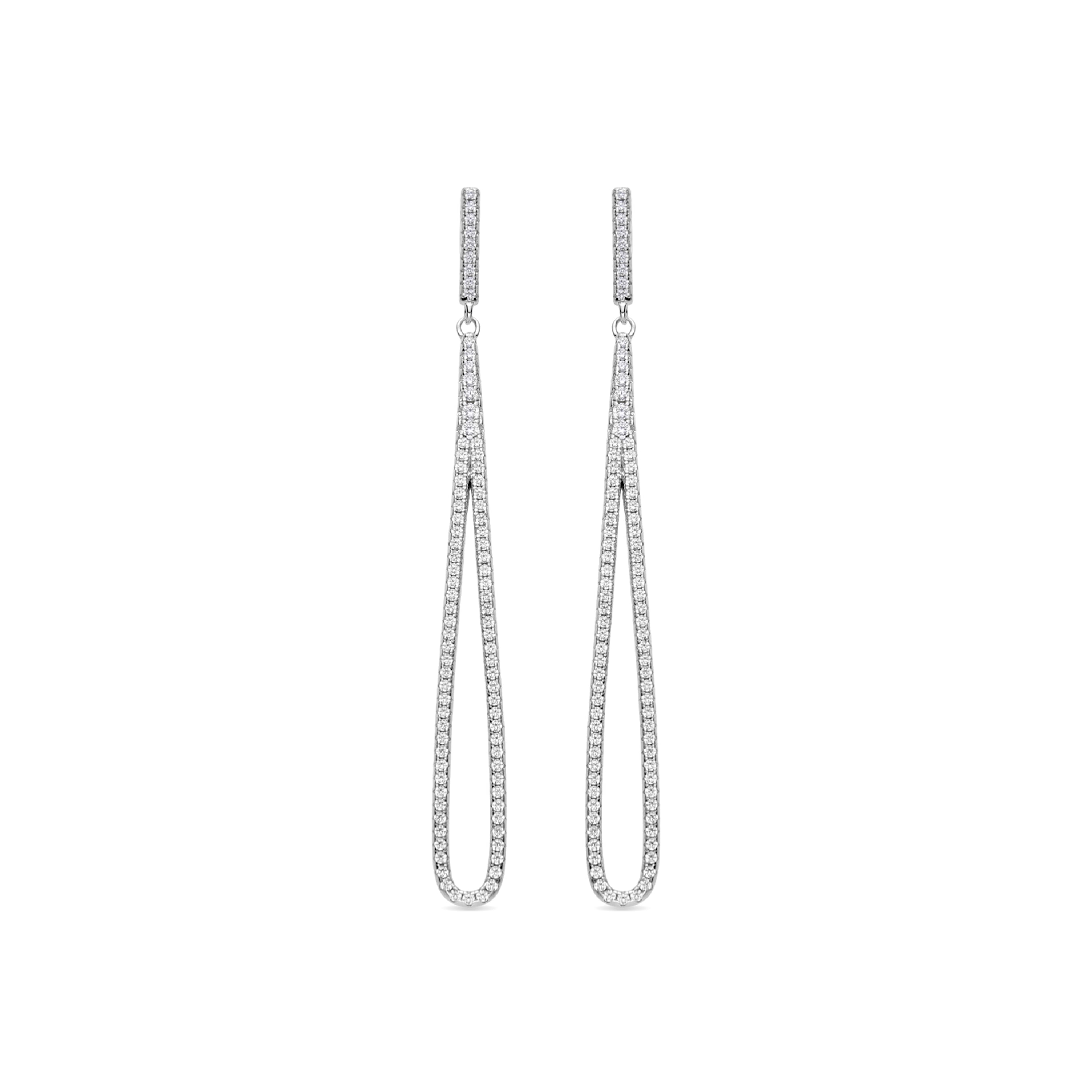 Ohrringe aus 925er Sterlingsilber und glänzenden Zirkonia, rhodiniert - Xiyah