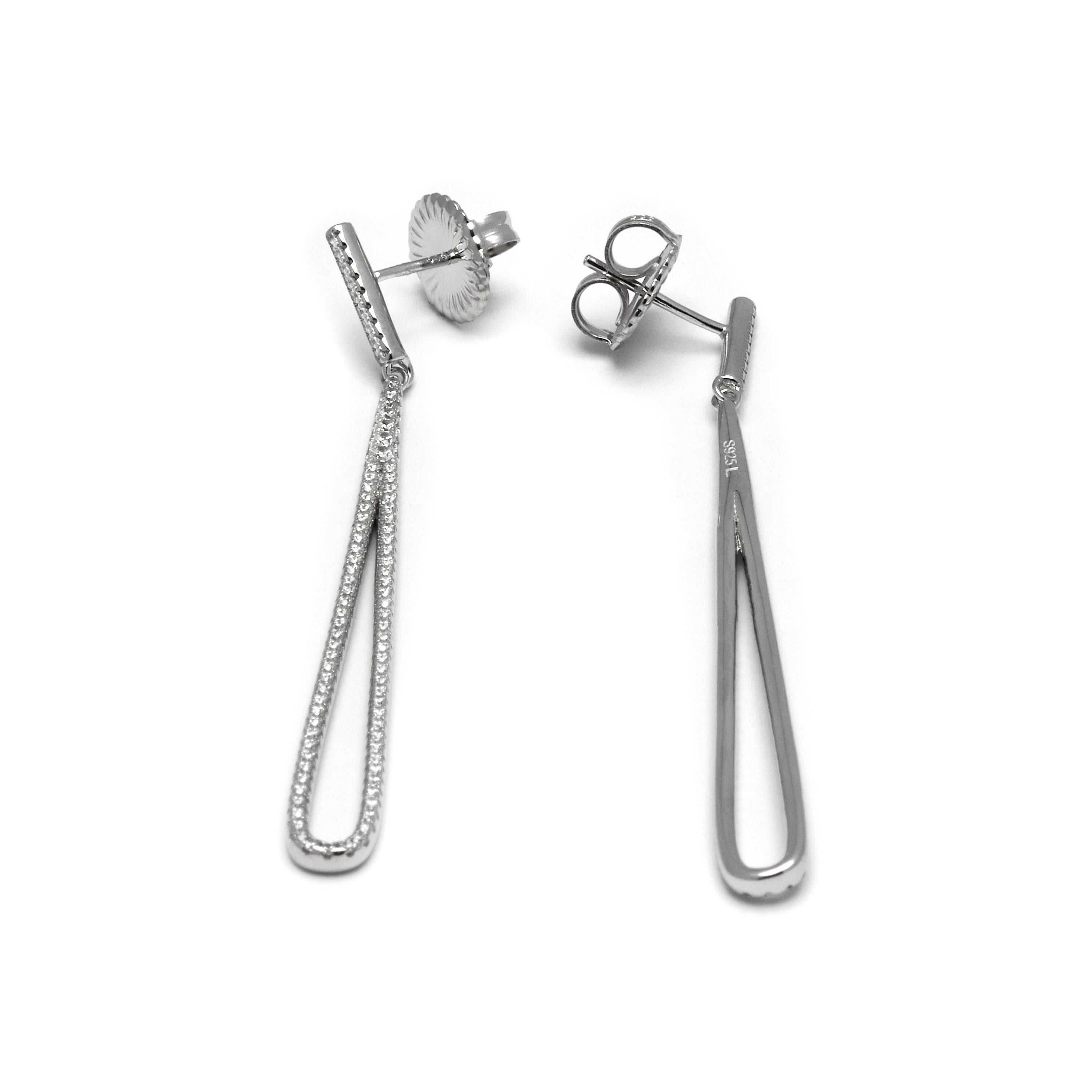 Ohrringe aus 925er Sterlingsilber und glänzenden Zirkonia, rhodiniert - Xiyah