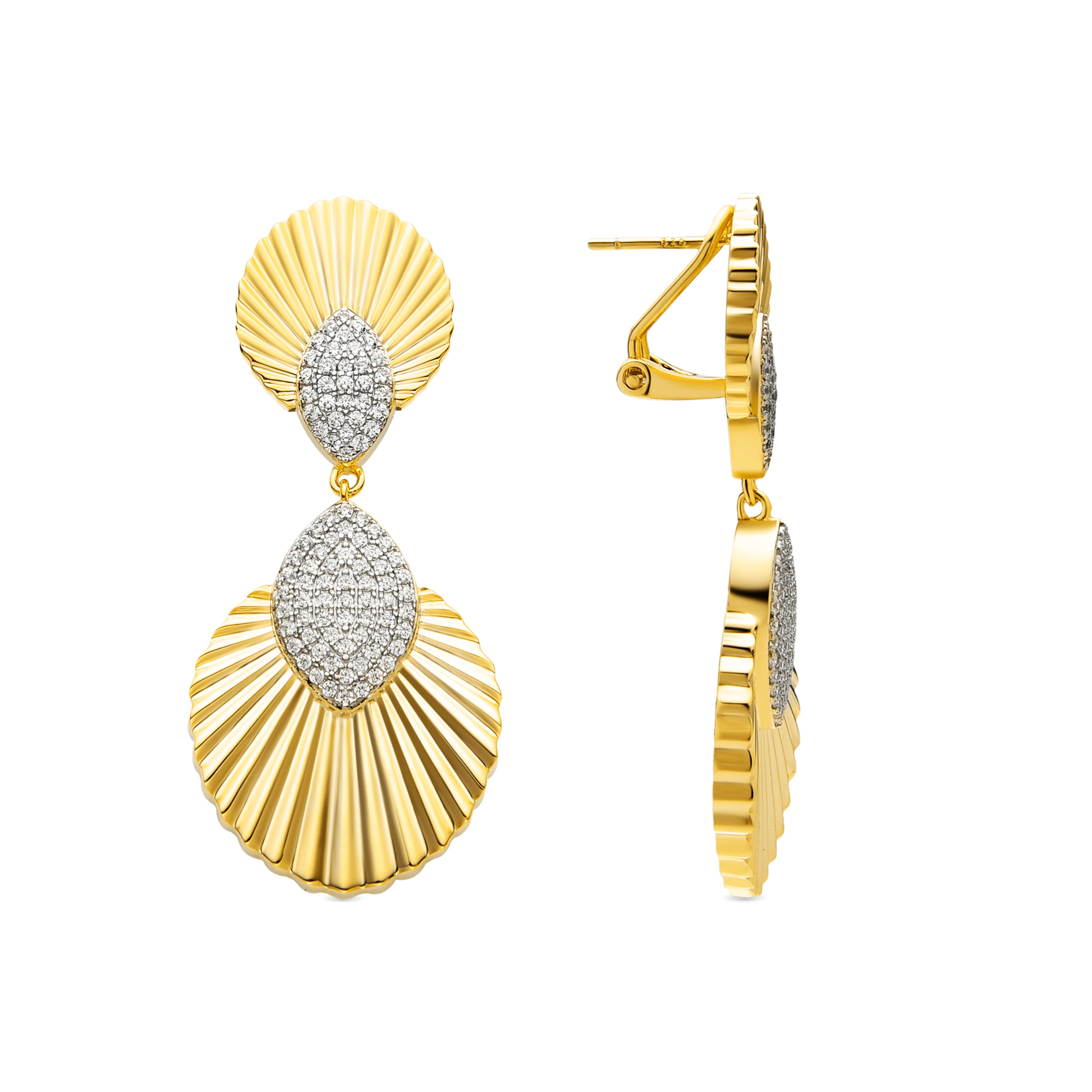 Brincos de Prata de Lei 925 e Zircónia Brilhante acabamento ouro 18k - Drakfar