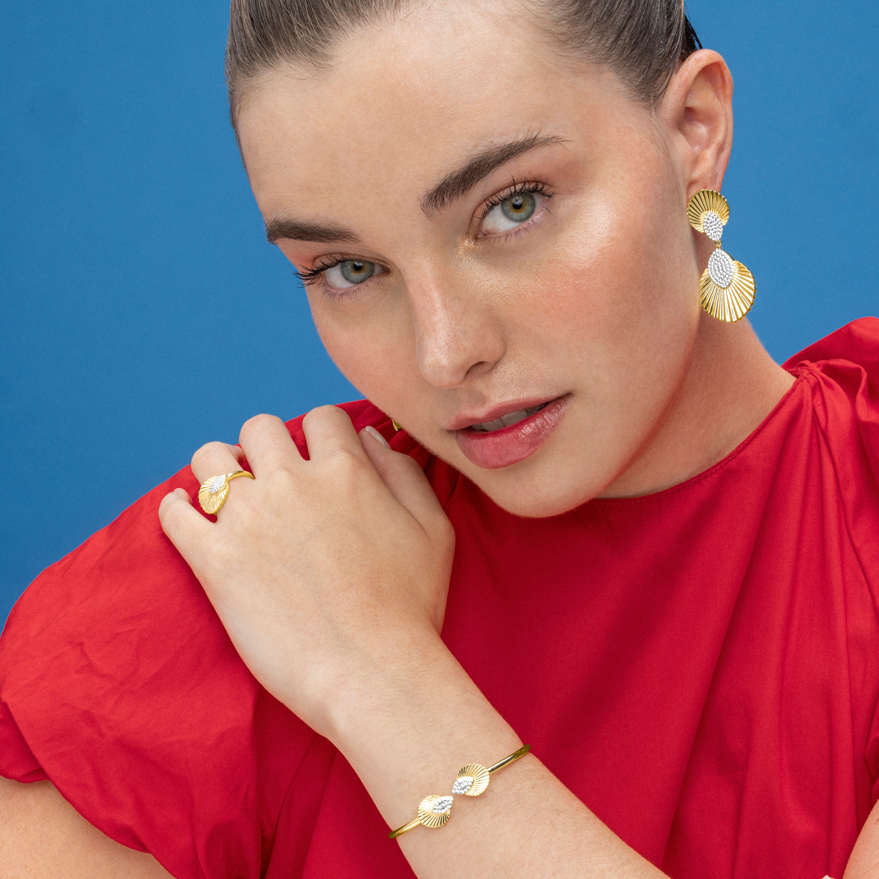 Brincos de Prata de Lei 925 e Zircónia Brilhante acabamento ouro 18k - Drakfar