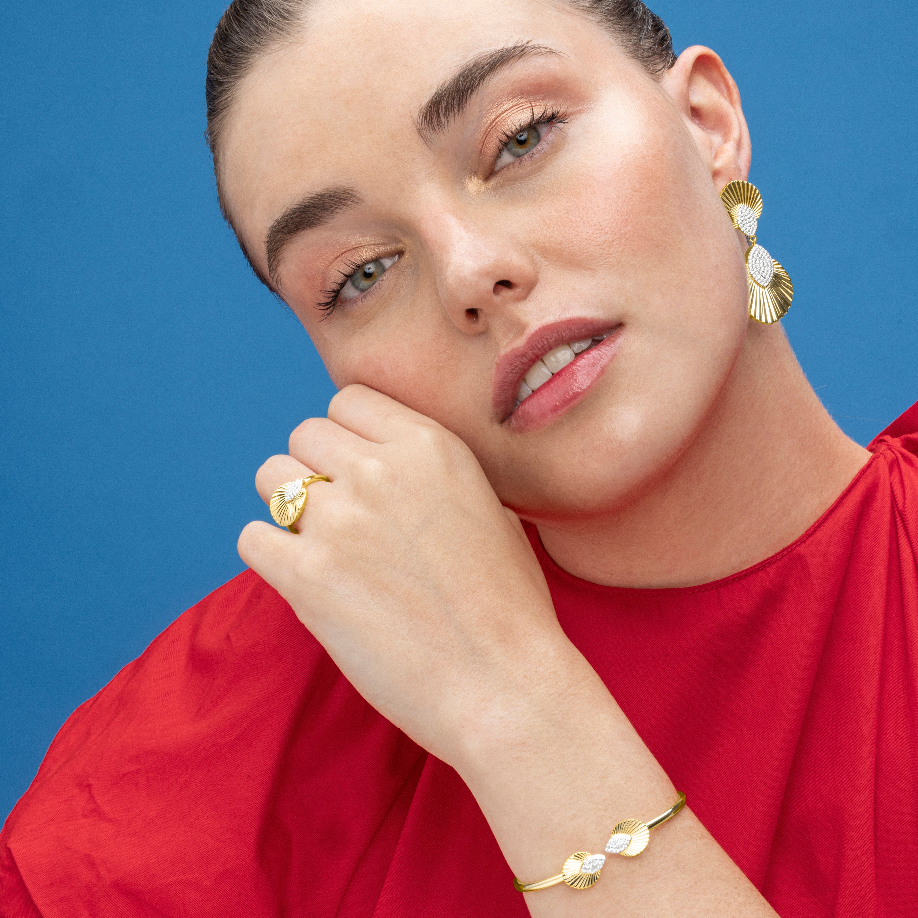 Brincos de Prata de Lei 925 e Zircónia Brilhante acabamento ouro 18k - Drakfar