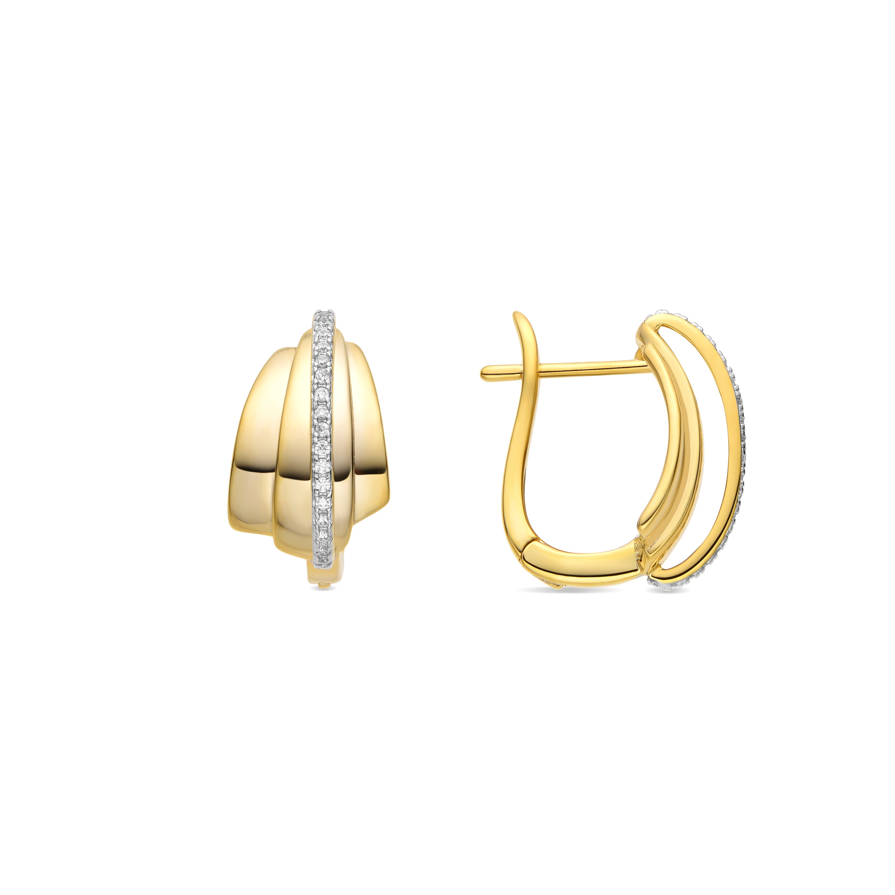 925er Silberohrringe mit glänzenden Zirkonia, 18k Gold-Finish - Makho