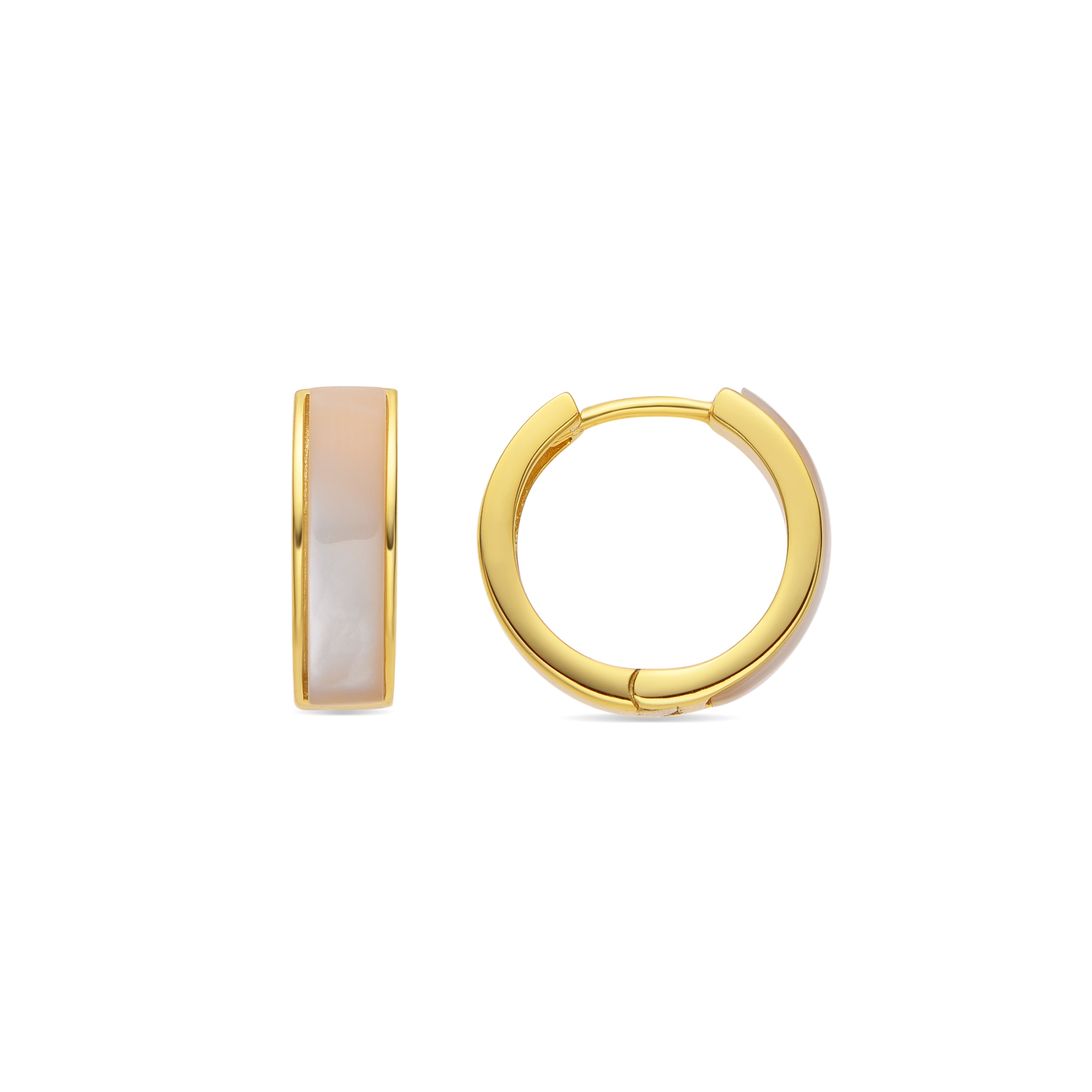 Brincos de Prata de Lei 925 e Madrepérola Branca acabamento ouro 18k - Haiku