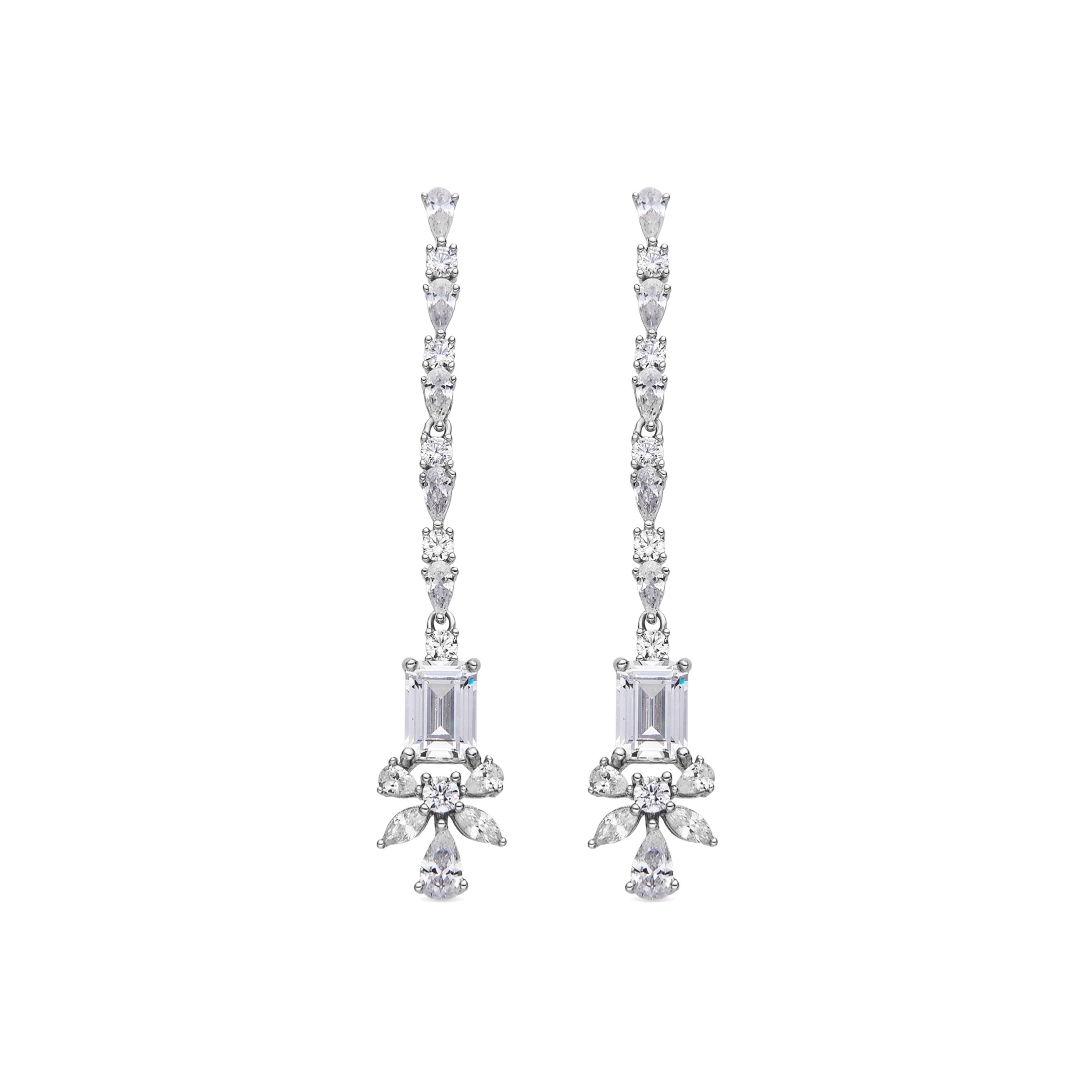 Boucles d'oreilles en argent sterling 925 et zircon brillant finition rhodiée - Cureao
