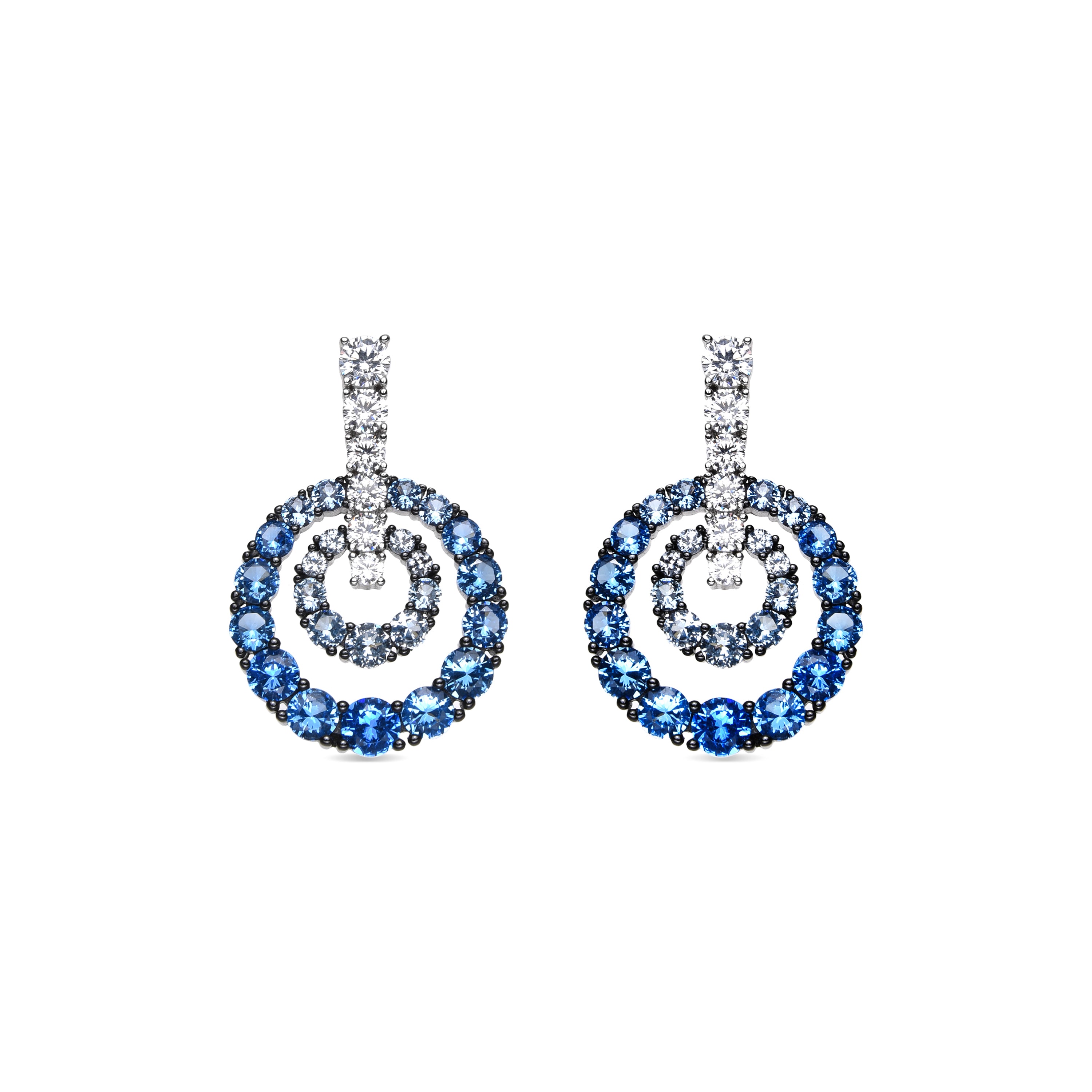 Boucles d'oreilles en argent sterling 925 et zirconium aigue-marine finition rhodiée - Kraesh