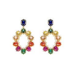 Pendientes de Plata de Ley 925 y Circonita Multicolor acabado oro 18k - Rak