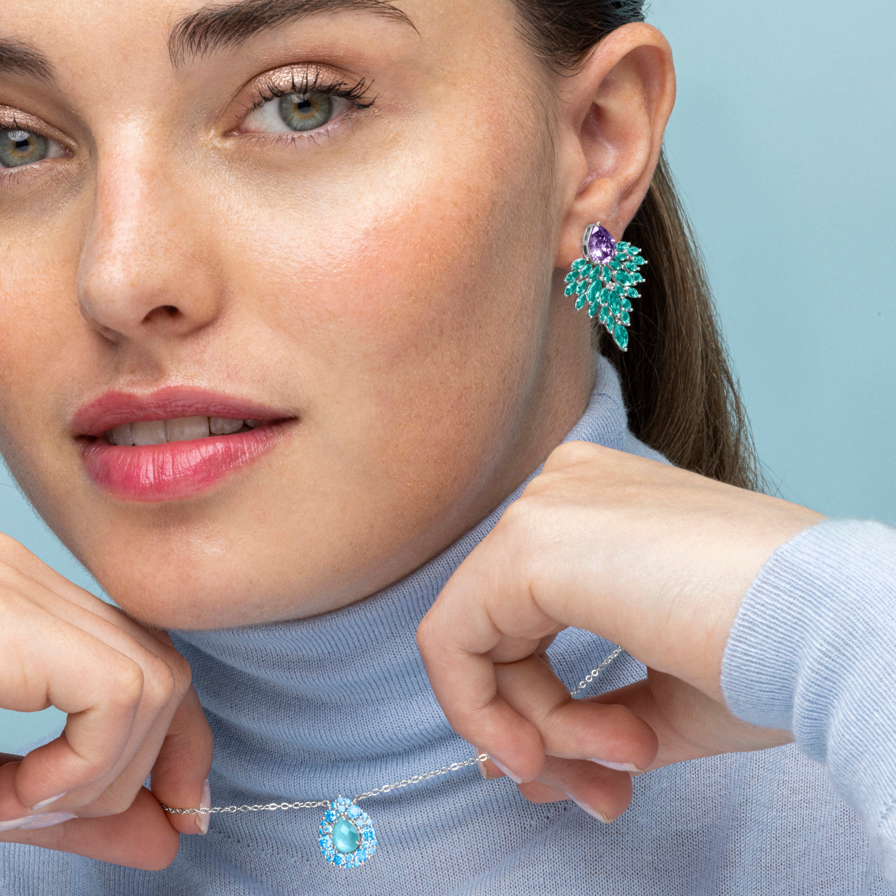 Boucles d'oreilles en argent sterling 925 et zircon émeraude finition or 18k - Maylax