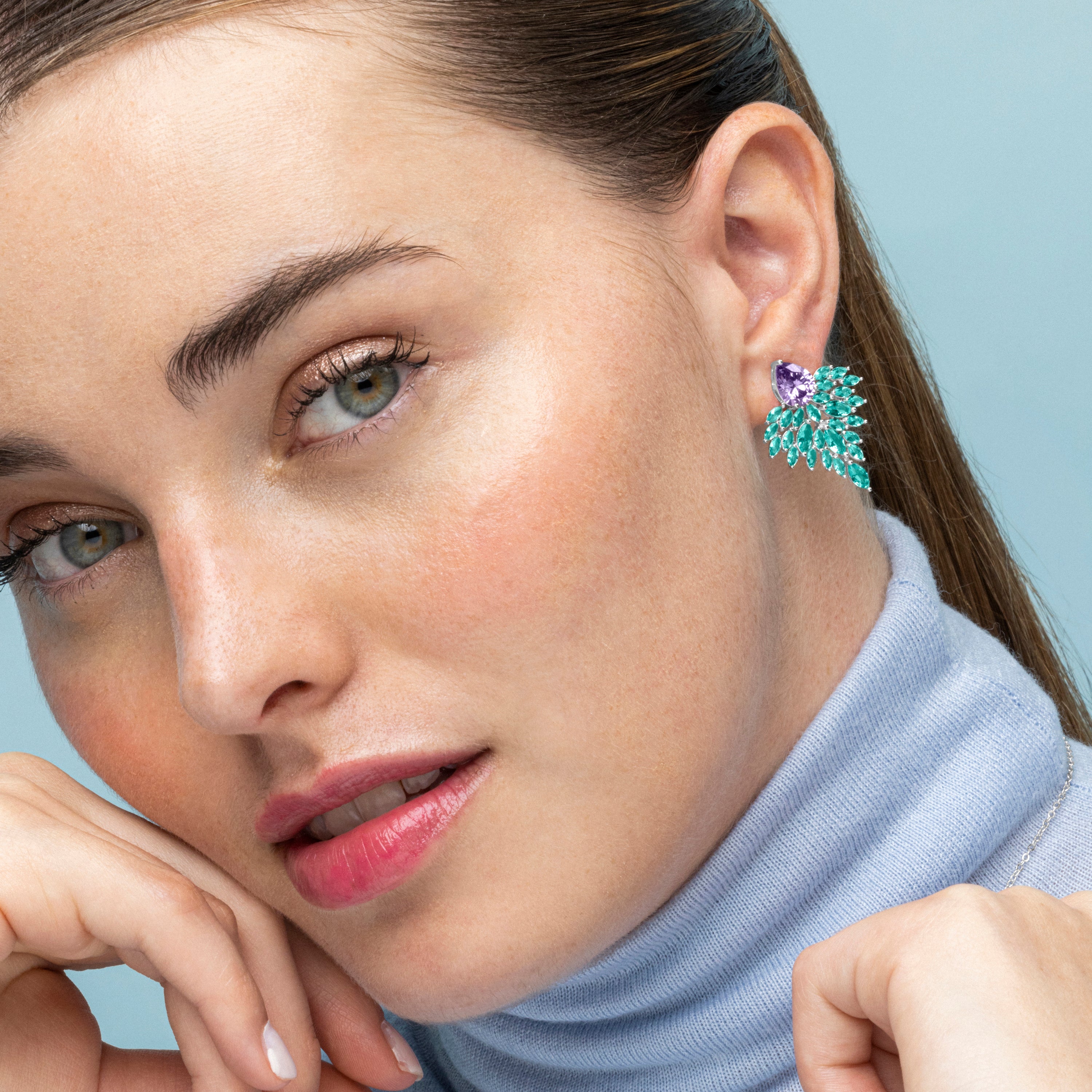 Boucles d'oreilles en argent sterling 925 et zircon émeraude finition or 18k - Maylax