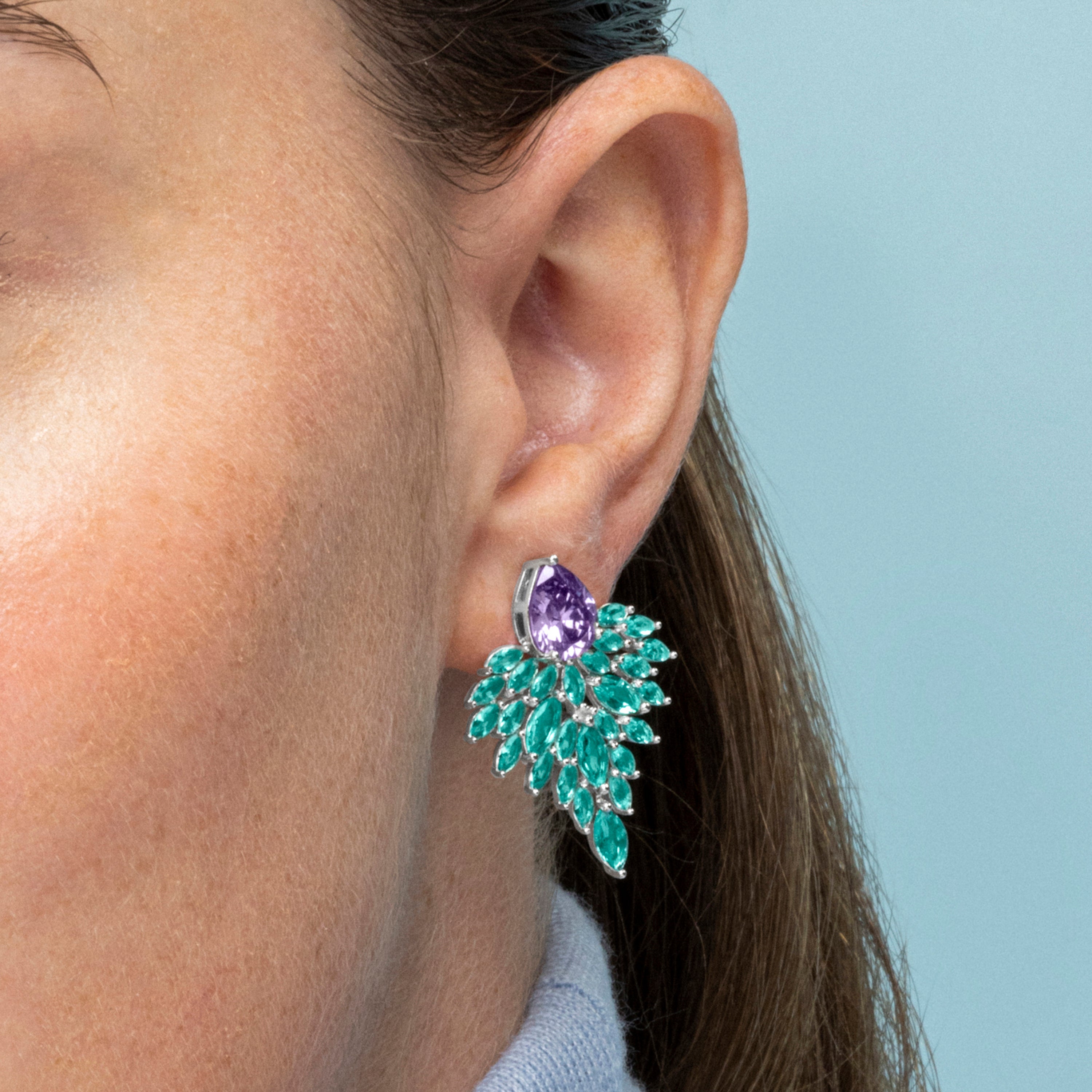 Boucles d'oreilles en argent sterling 925 et zircon émeraude finition or 18k - Maylax