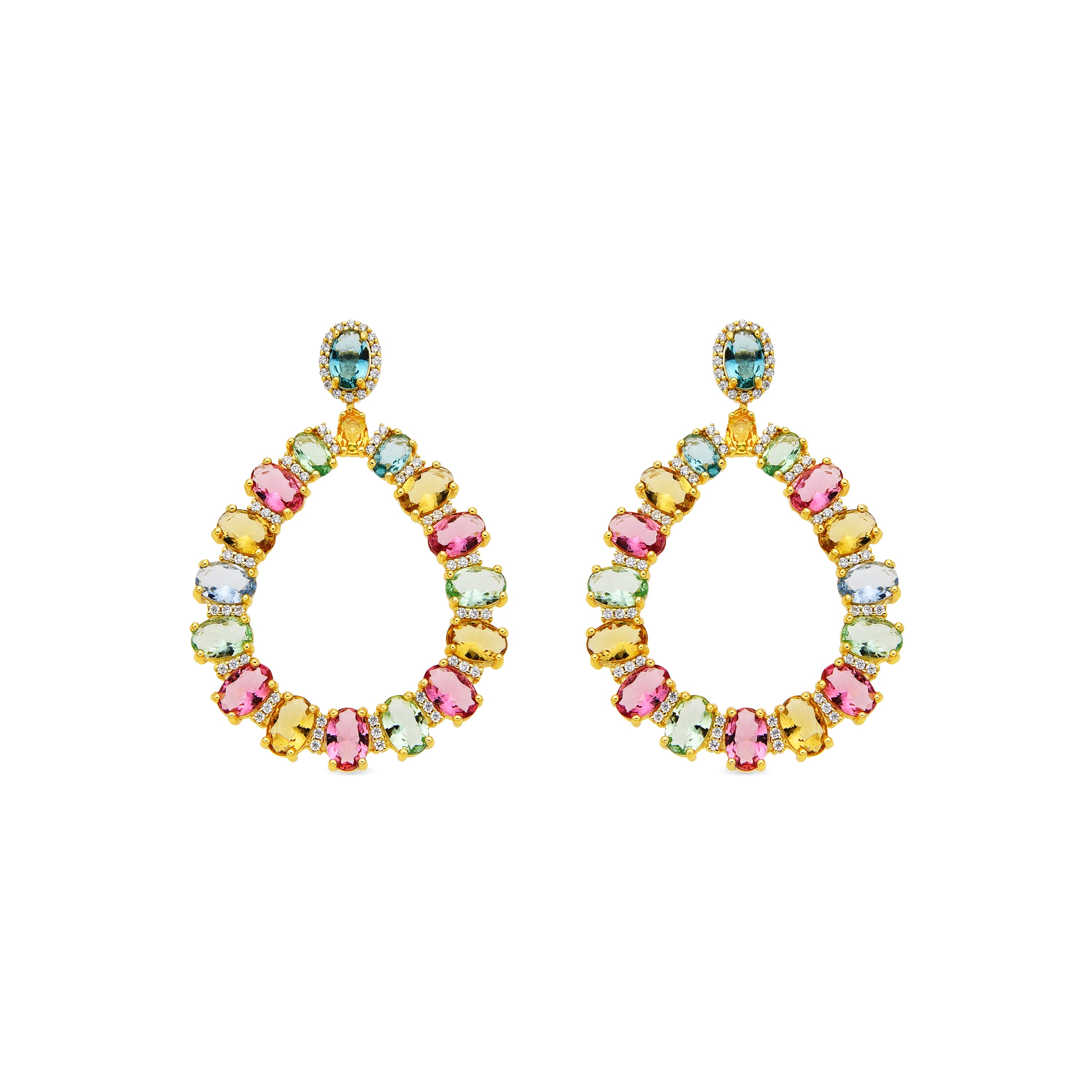 Ohrringe aus 925er Sterlingsilber und mehrfarbiger Zirkonia mit 18k Gelbgold-Finish - Chaky