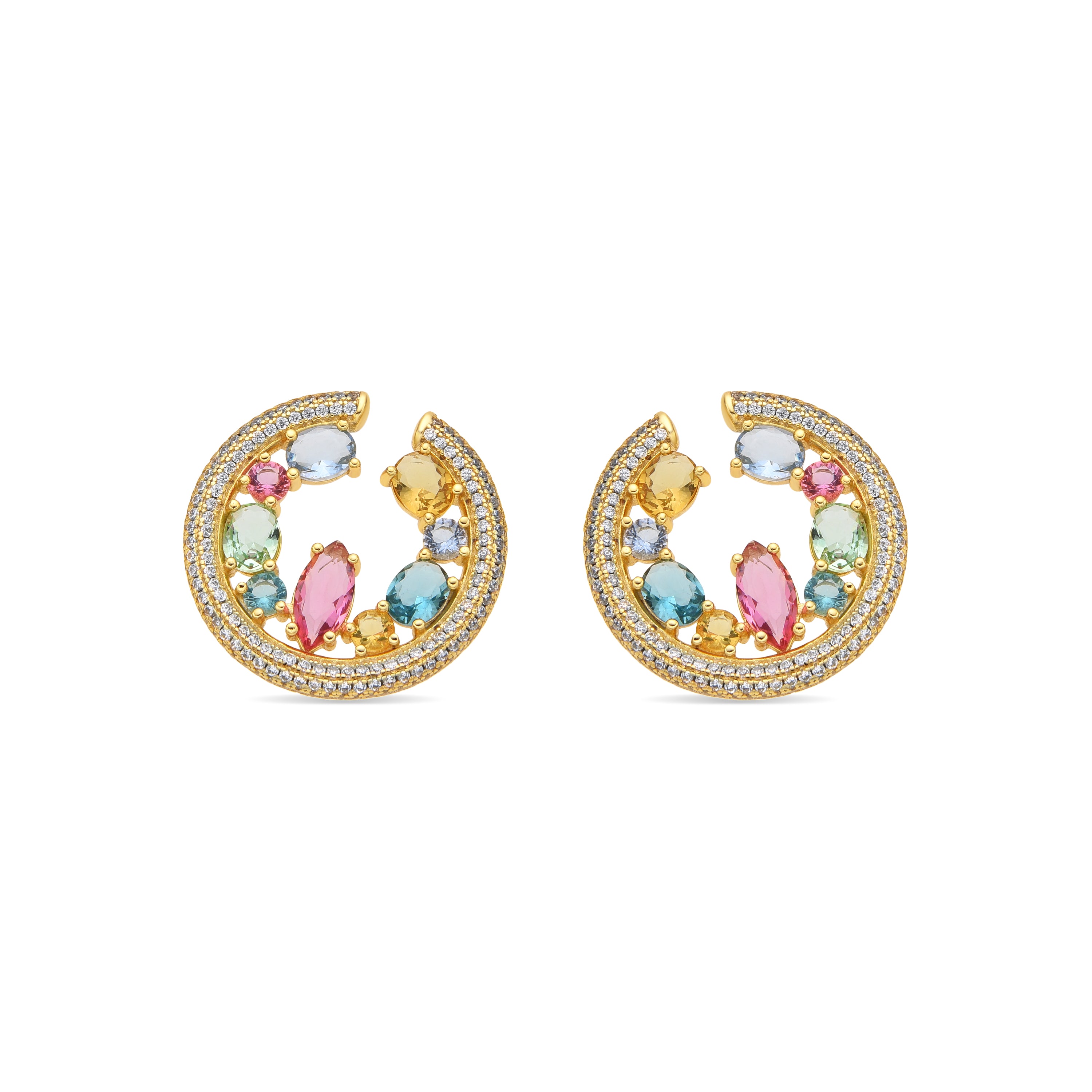 Ohrringe aus 925er Sterlingsilber und mehrfarbigen Zirkonia mit 18k Gelbgold-Finish - Sab