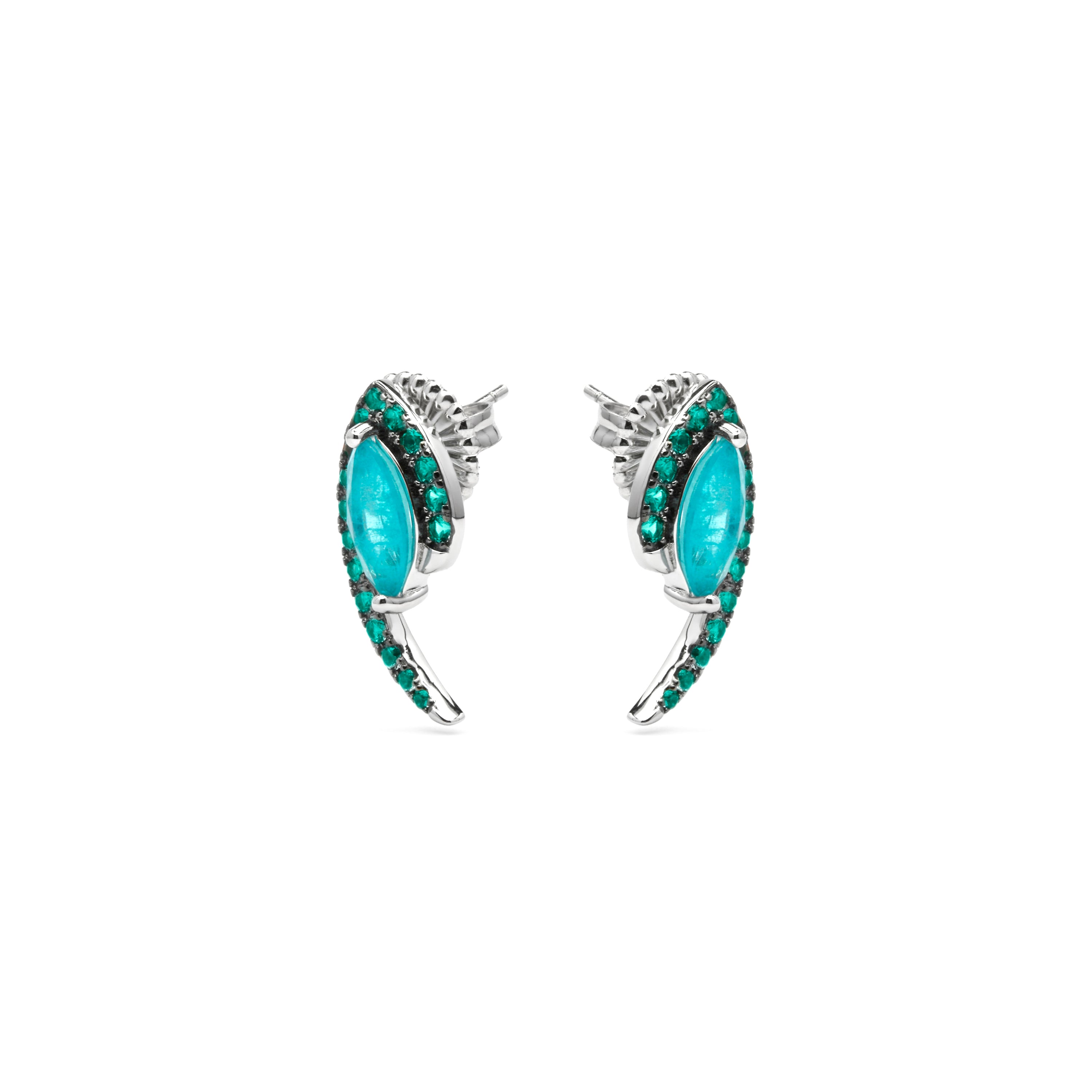 925er Silber Ohrringe mit Paraiba grünem hydrothermalem Quarz, rhodiniert - Lesli
