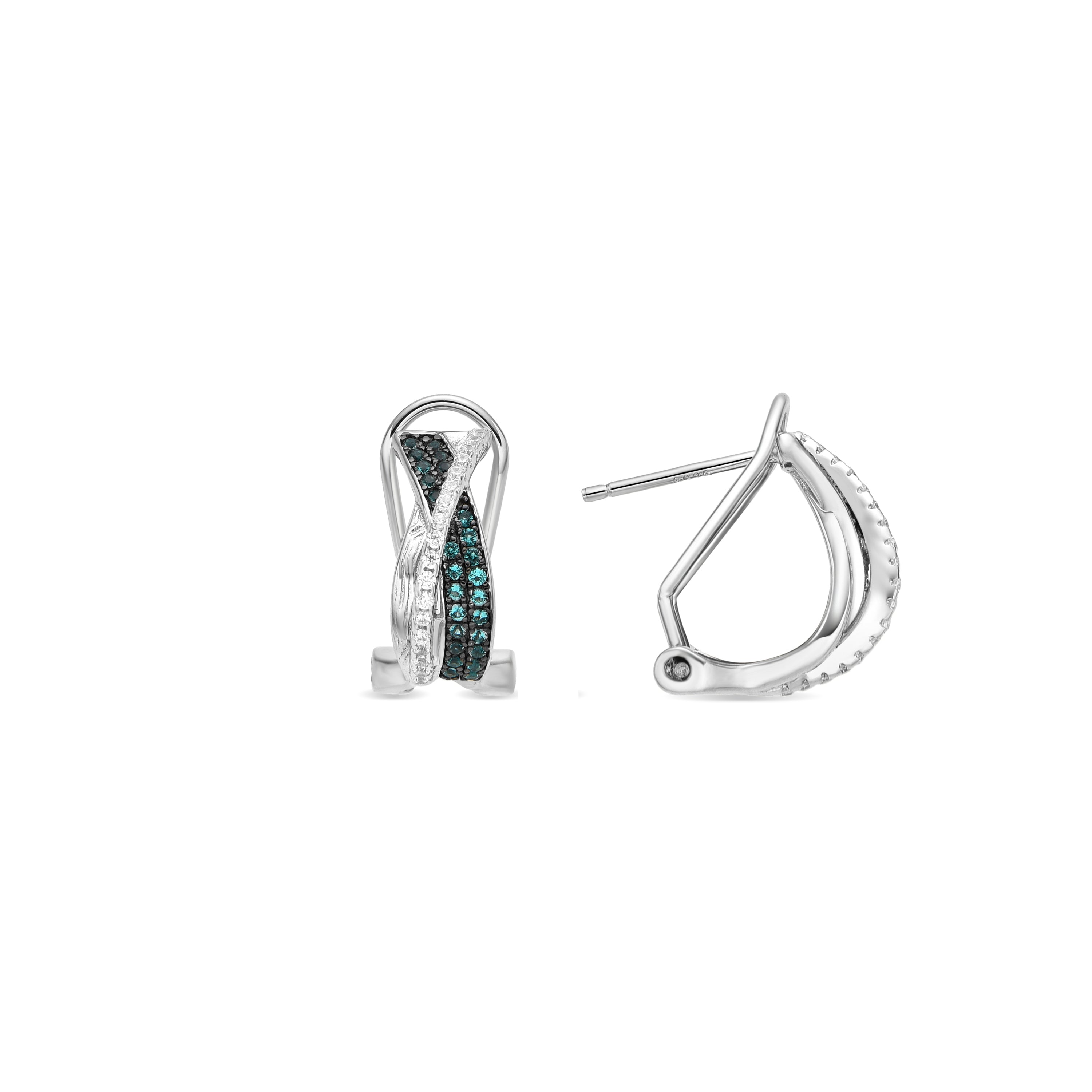 Boucles d'oreilles en argent sterling 925 et quartz hydrothermal vert Paraiba finition rhodiée - Siyi