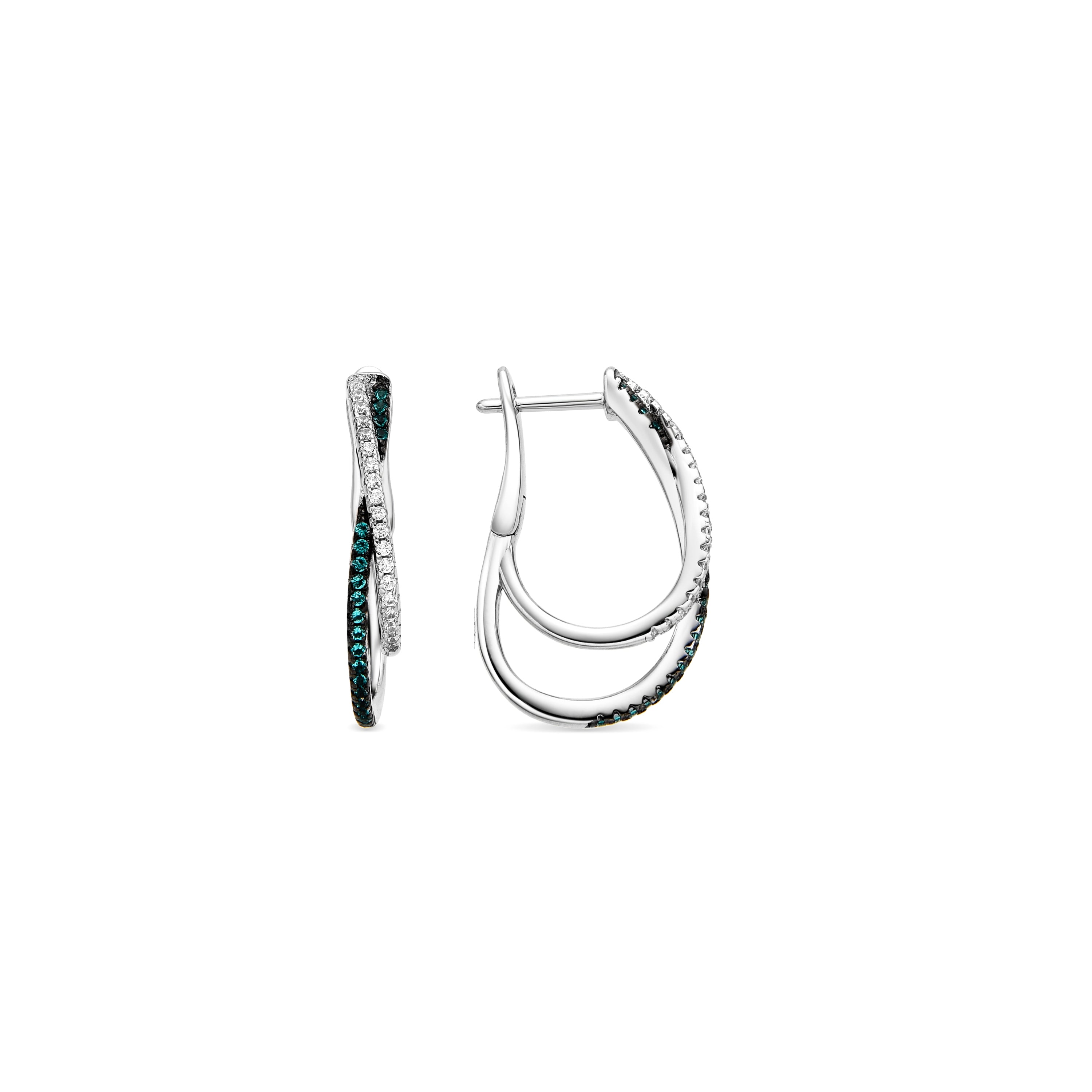 Boucles d'oreilles en argent sterling 925 et quartz hydrothermal vert Paraiba finition rhodiée - Atyra
