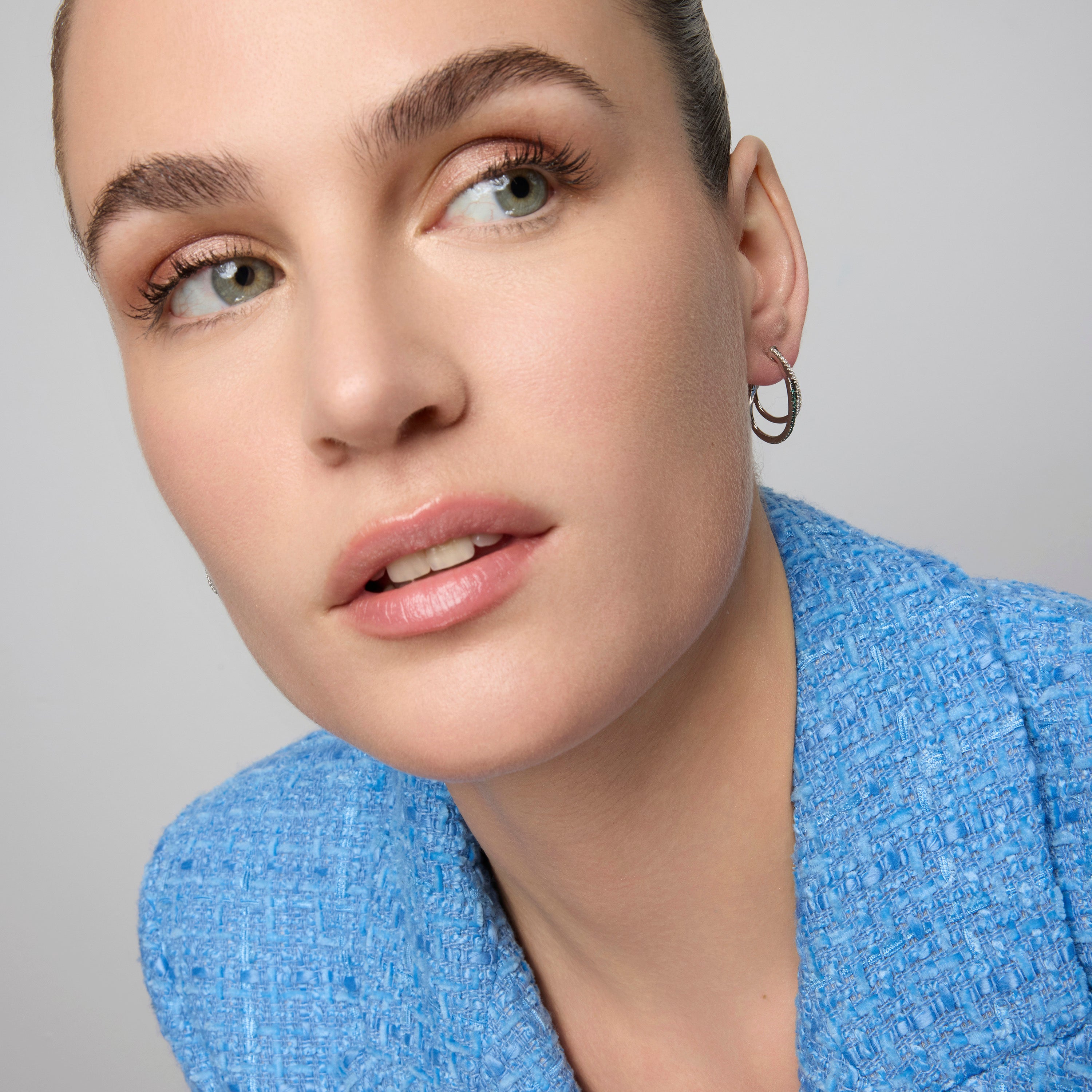 Boucles d'oreilles en argent sterling 925 et quartz hydrothermal vert Paraiba finition rhodiée - Atyra
