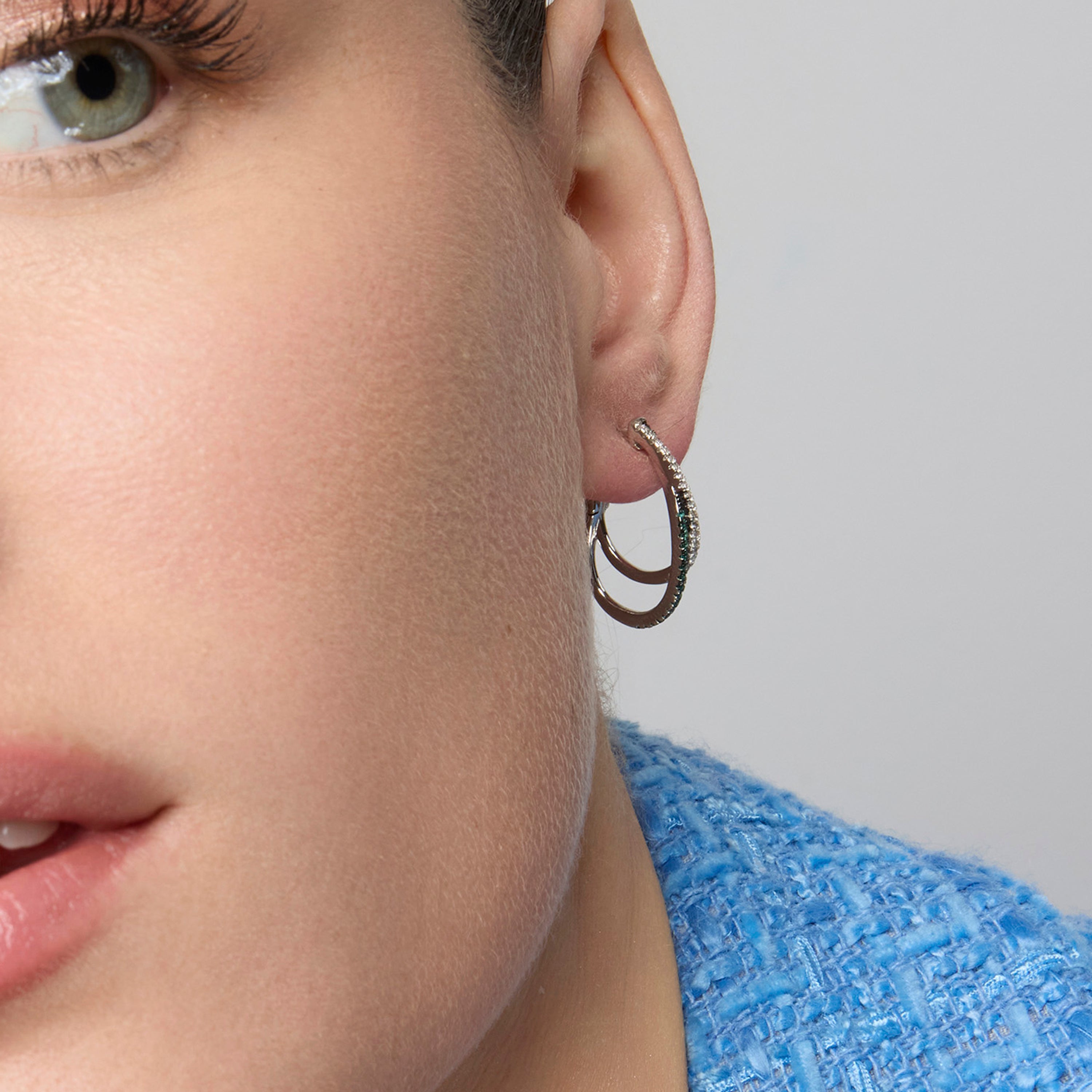 Boucles d'oreilles en argent sterling 925 et quartz hydrothermal vert Paraiba finition rhodiée - Atyra