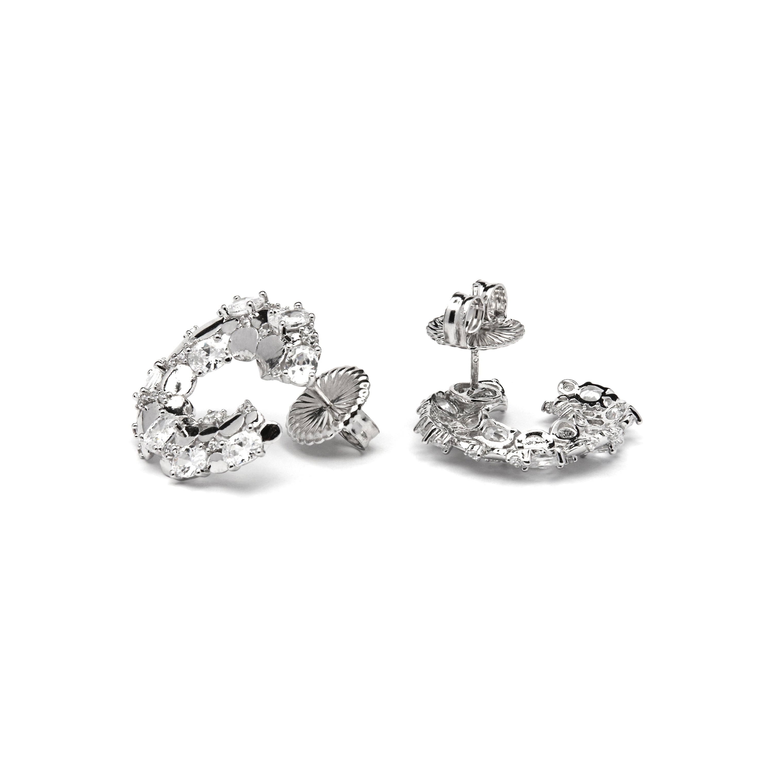 Ohrringe aus 925er Sterlingsilber und funkelndem Zirkonia mit Rhodium-Finish - Larent