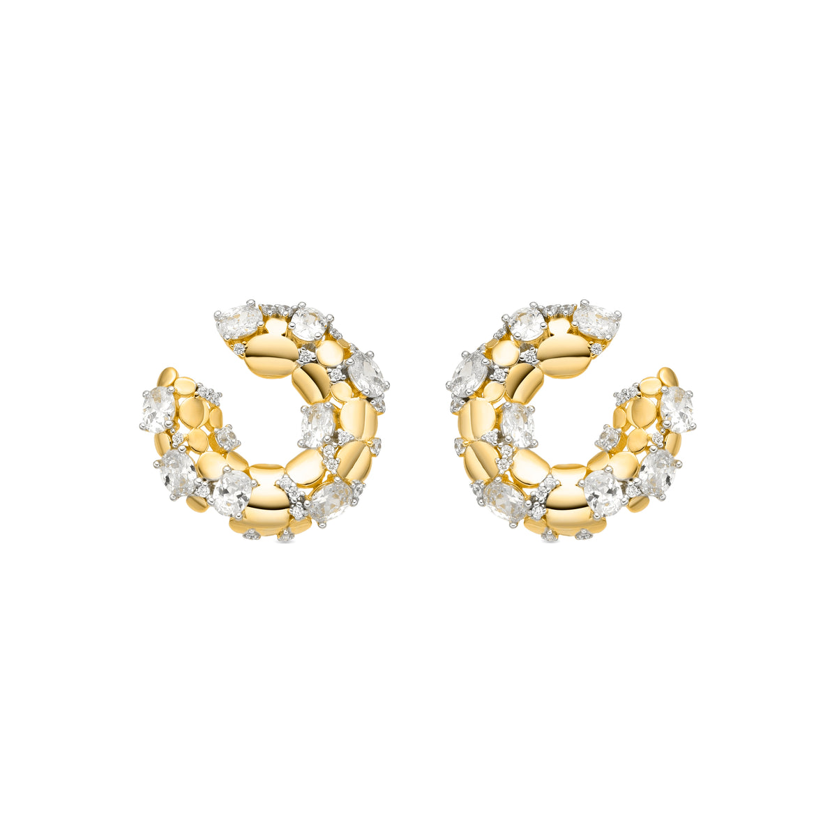 Boucles d'oreilles en argent sterling 925 et zircon brillant finition or jaune 18k - Larent