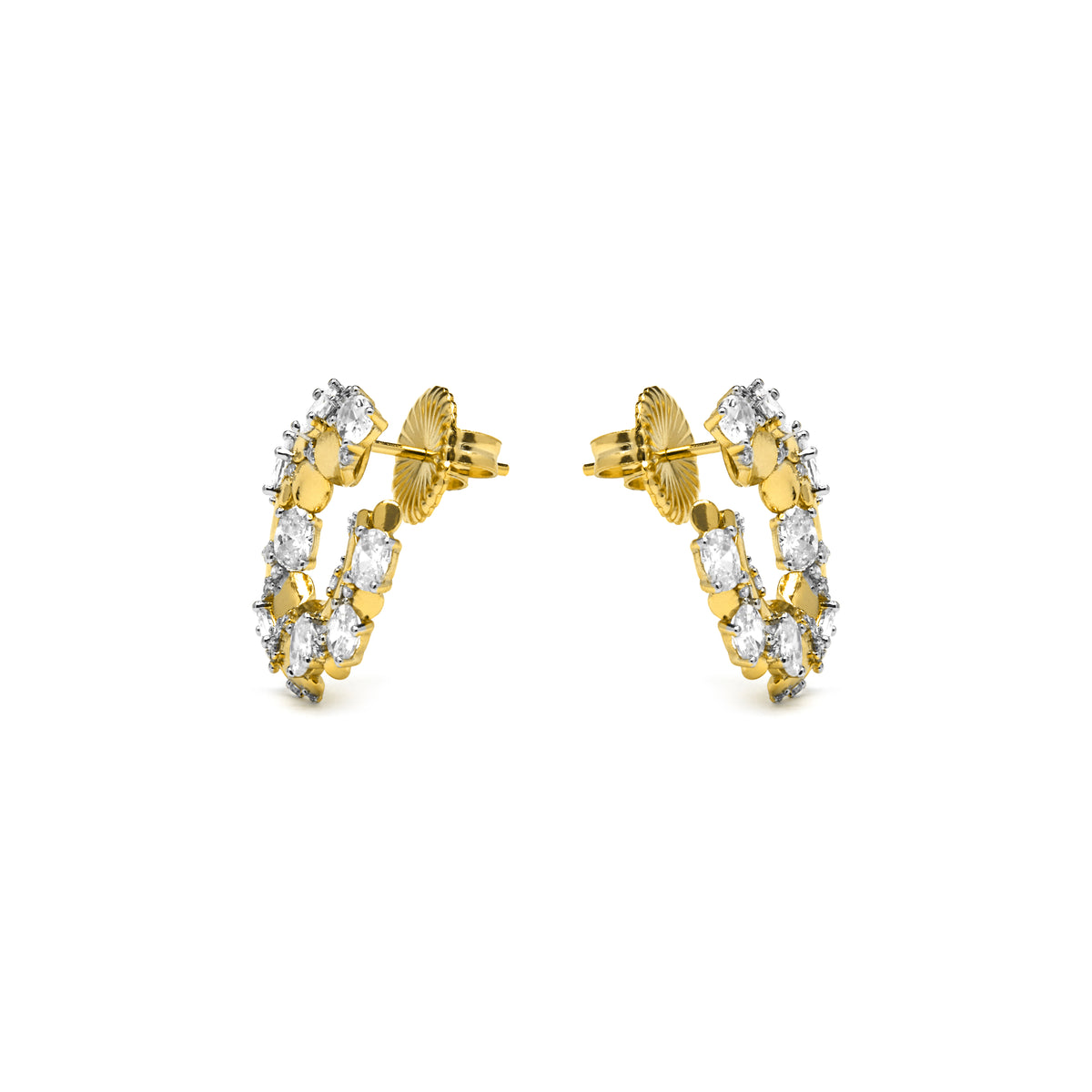 Boucles d'oreilles en argent sterling 925 et zircon brillant finition or jaune 18k - Larent