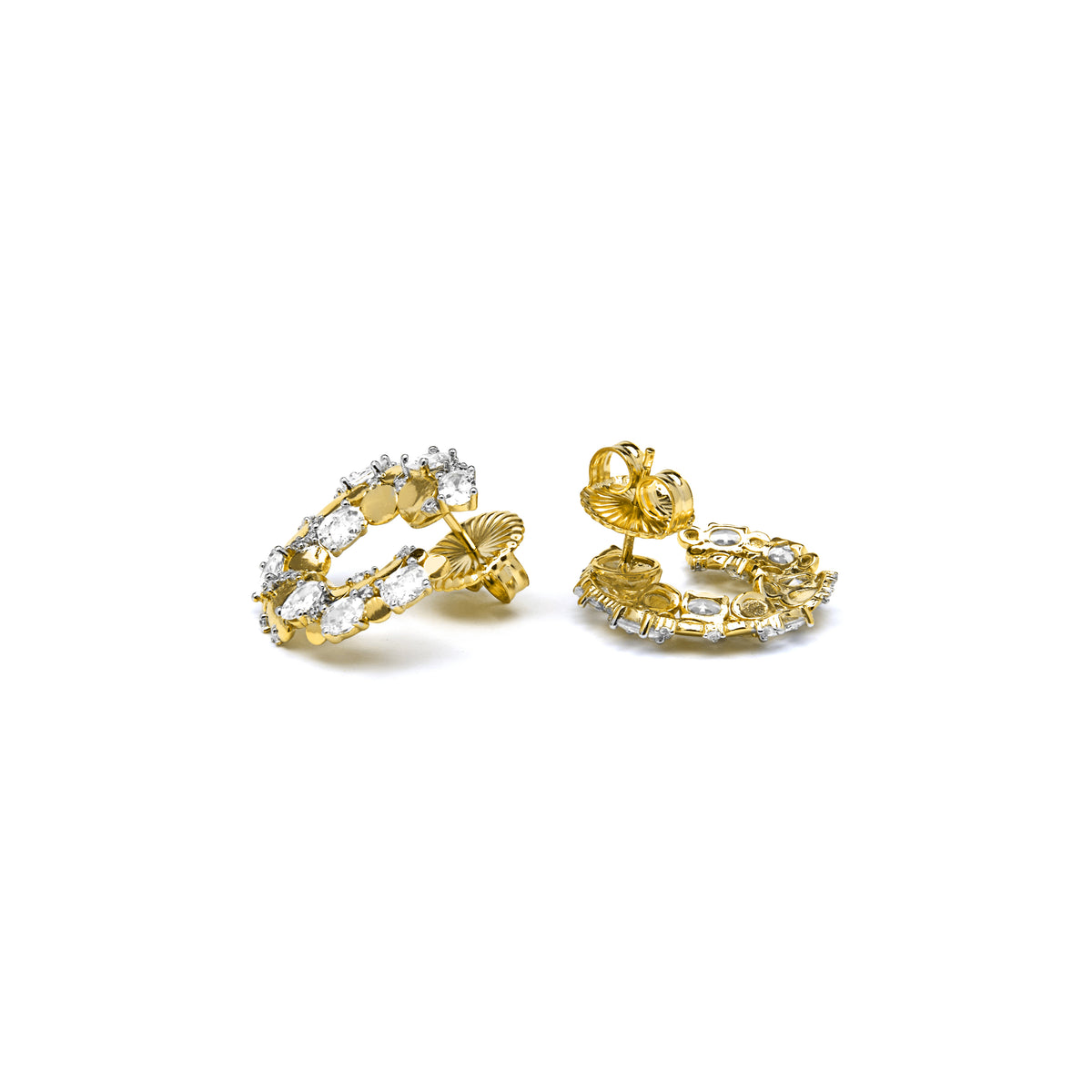 Boucles d'oreilles en argent sterling 925 et zircon brillant finition or jaune 18k - Larent