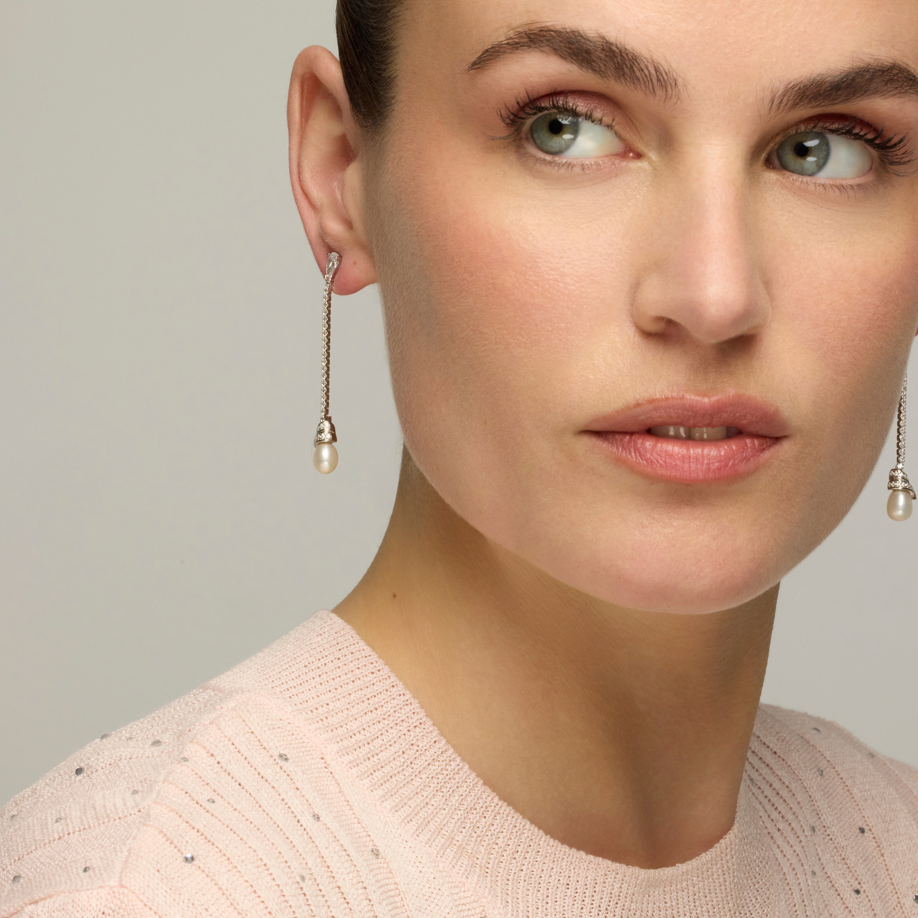 925 Sterling Silver Earrings with White Pearl and Rhodium Finish - Darze