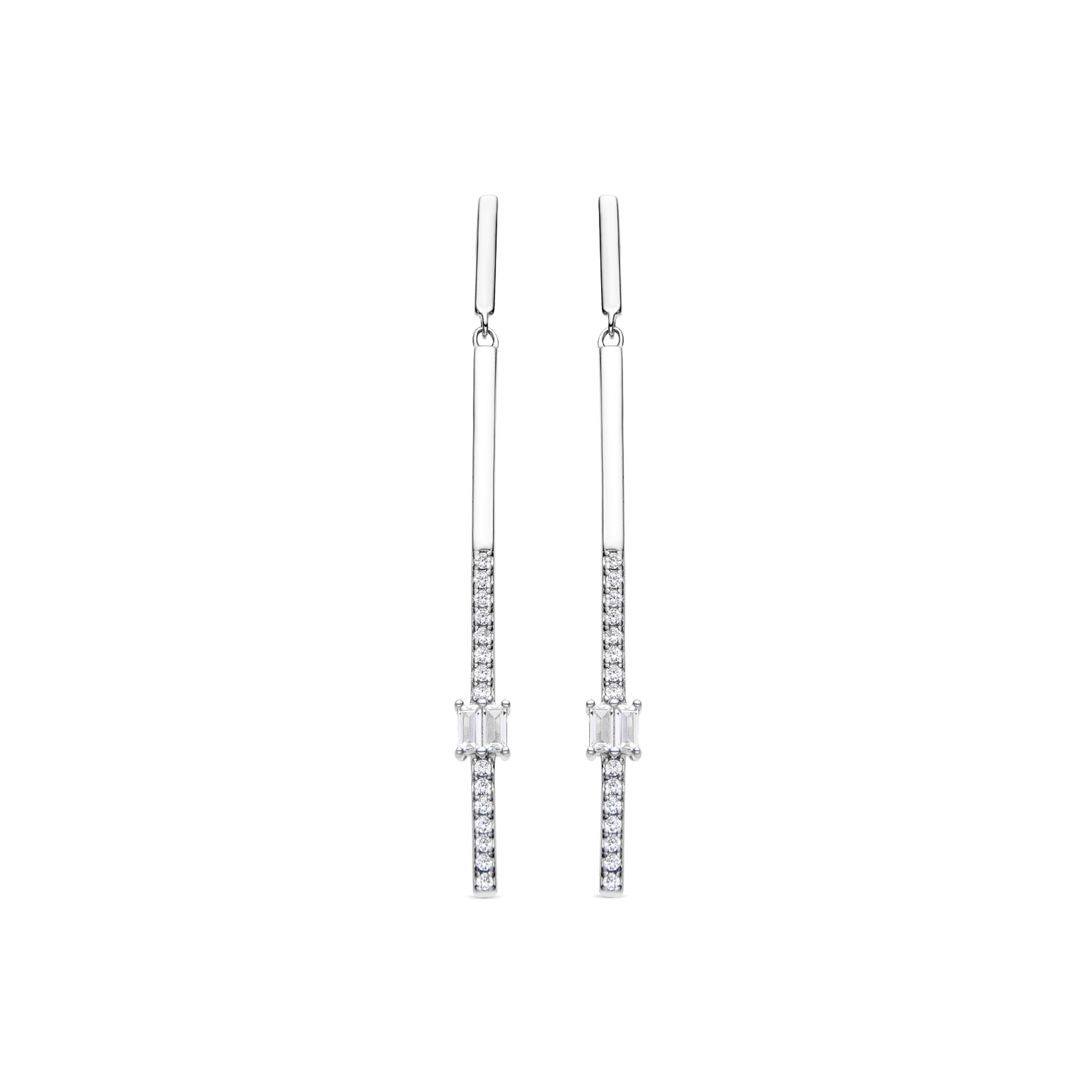 Orecchini in Argento Sterling 925 e Zirconia Brillante con finitura rodiata - Yacko