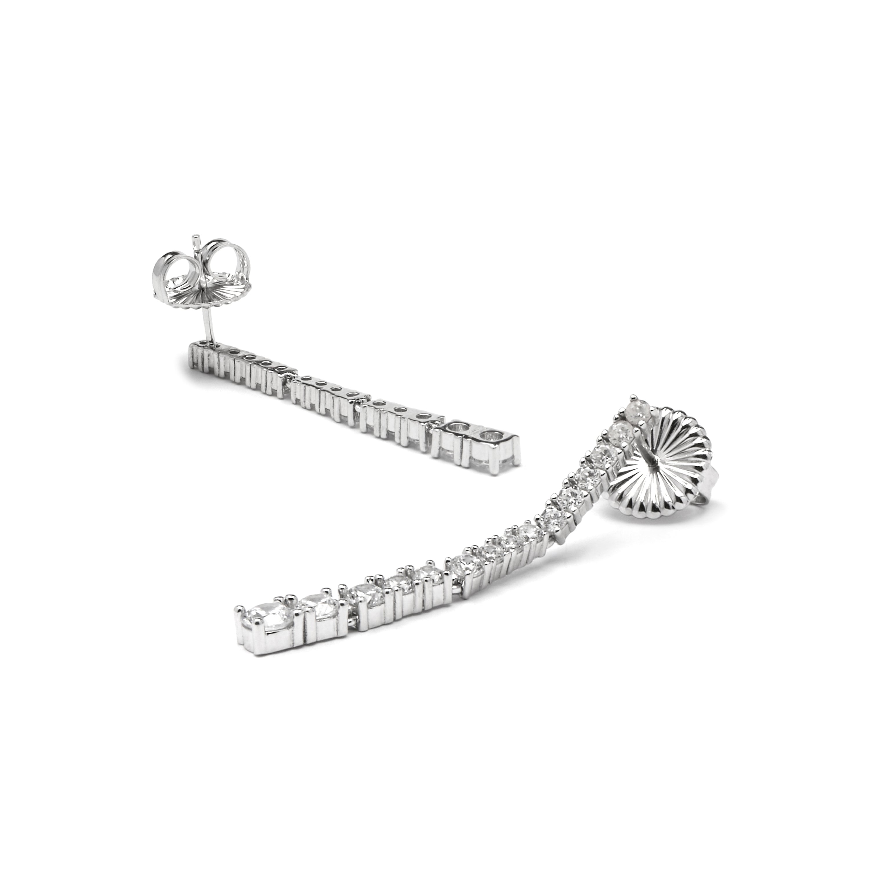 925 Sterling Silver Earrings with Brilliant Zirconia, Rhodium Finish - Vorgaz
