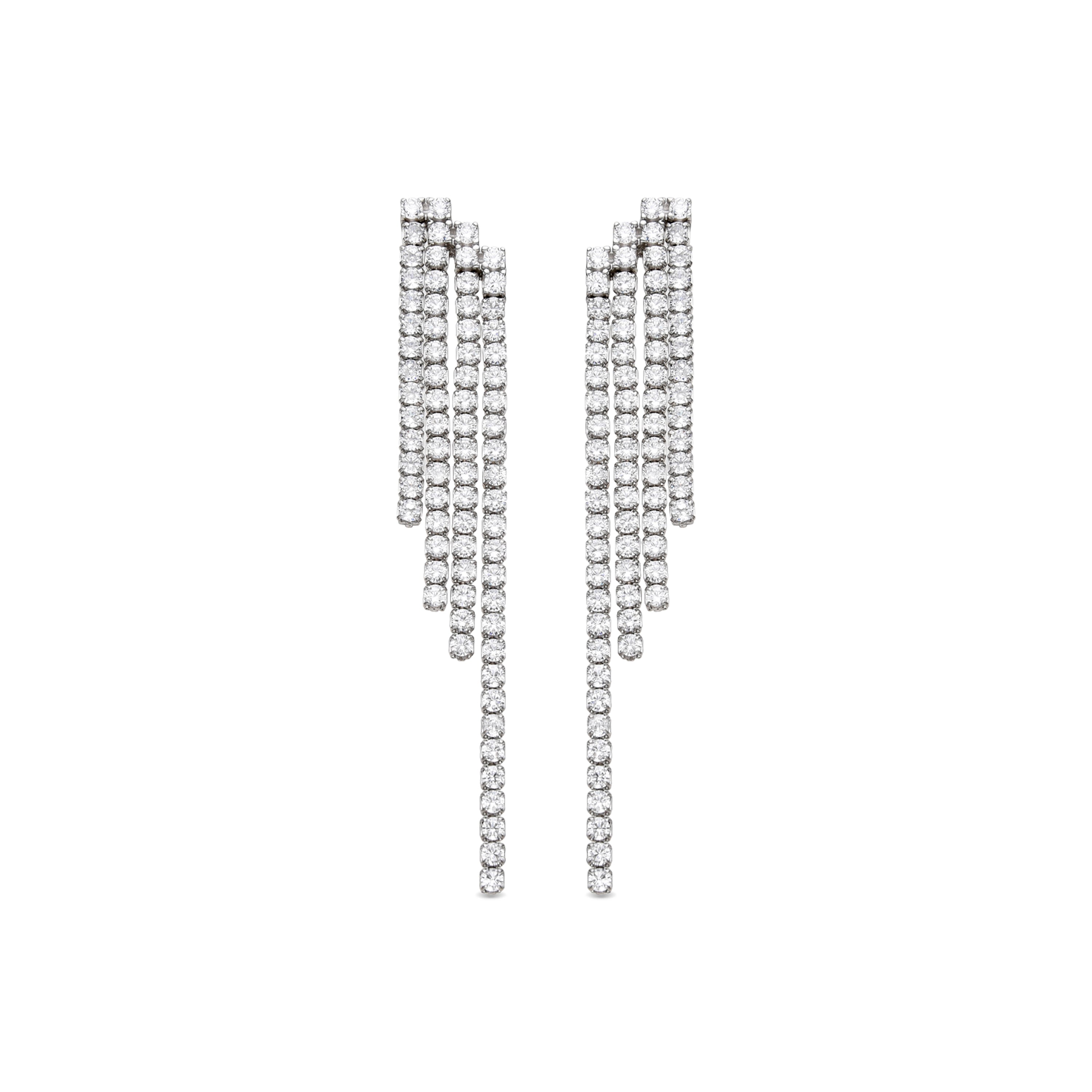 925 Sterling Silver Earrings with Bright Cubic Zirconia Rhodium Finish - Disazar