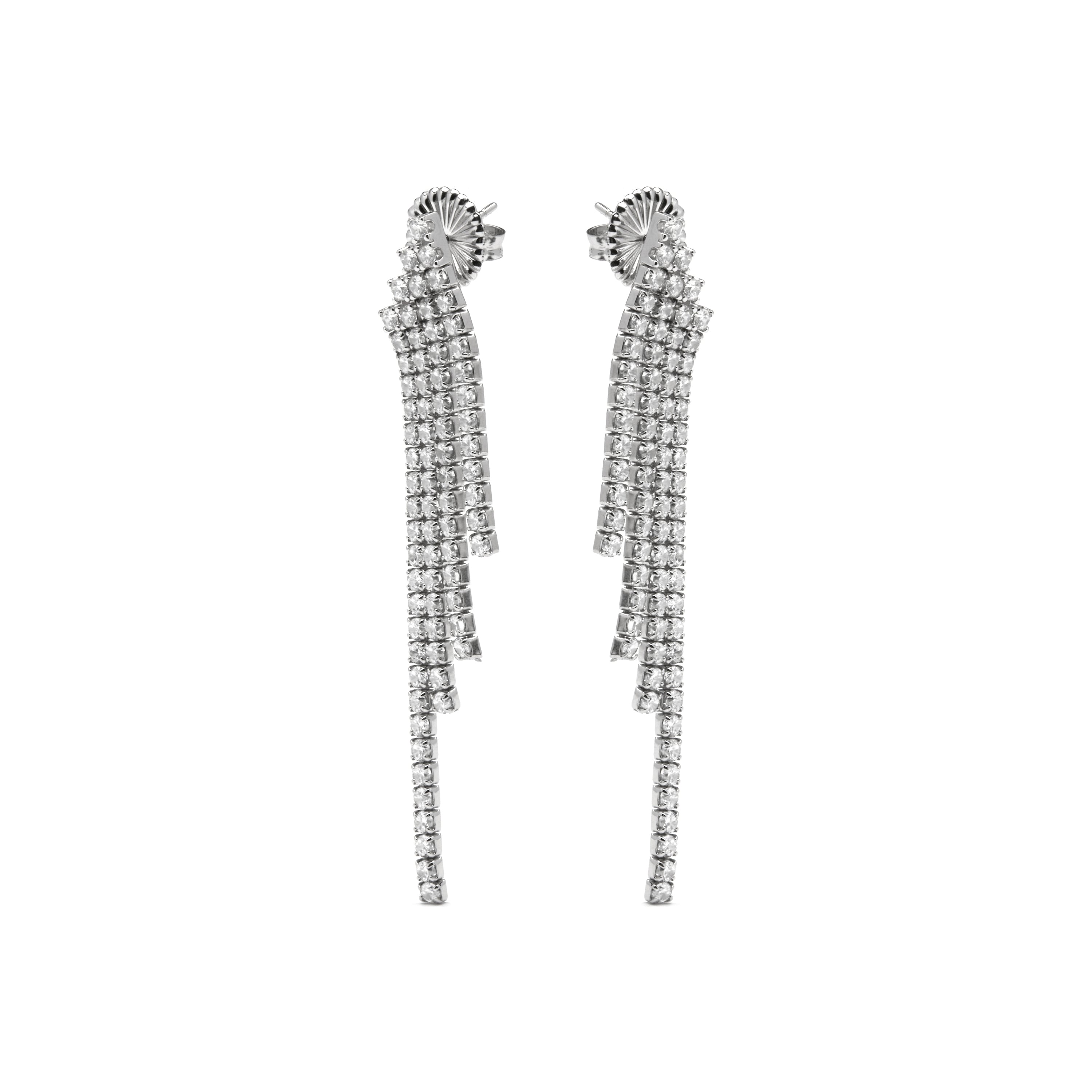 925 Sterling Silver Earrings with Bright Cubic Zirconia Rhodium Finish - Disazar