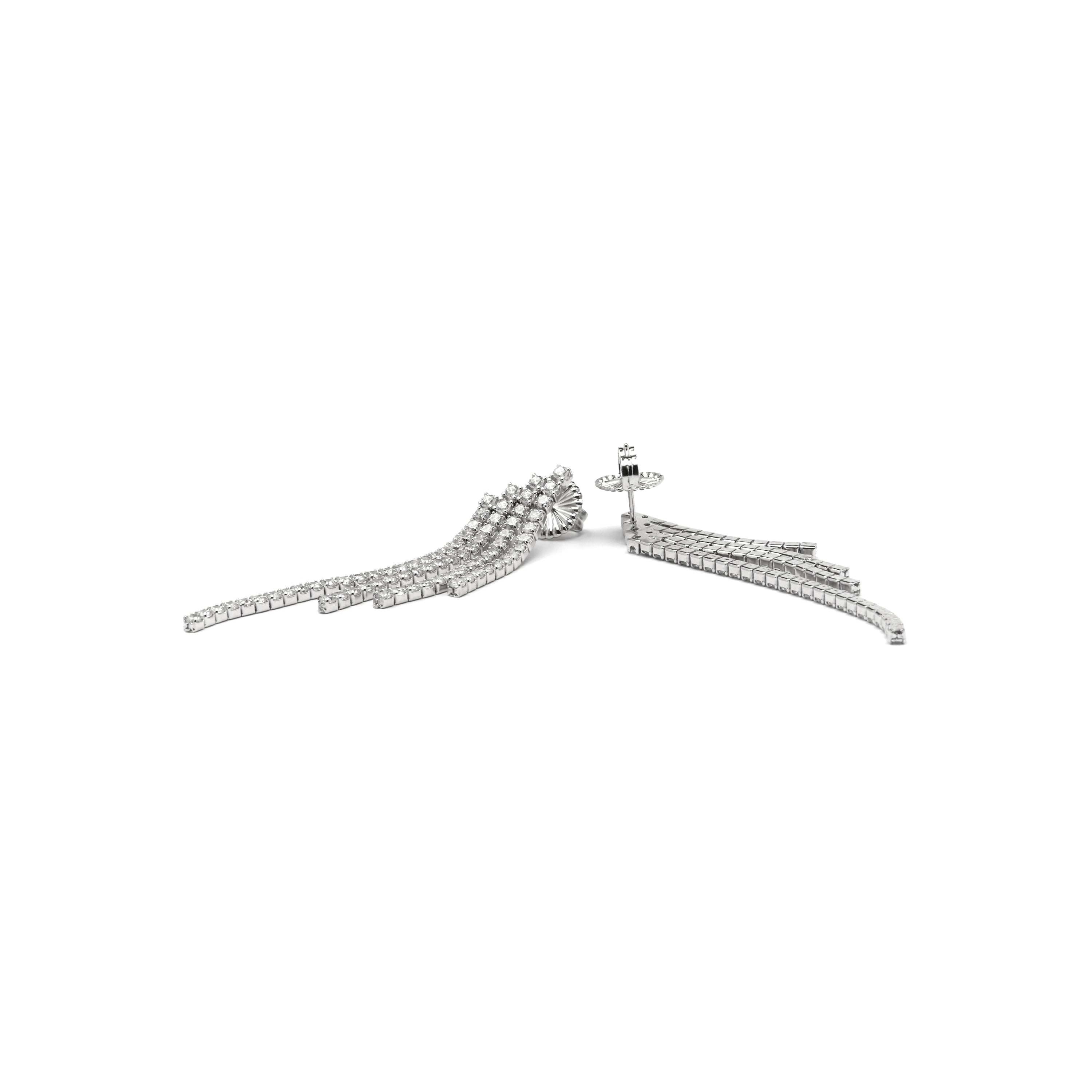 925 Sterling Silver Earrings with Bright Cubic Zirconia Rhodium Finish - Disazar