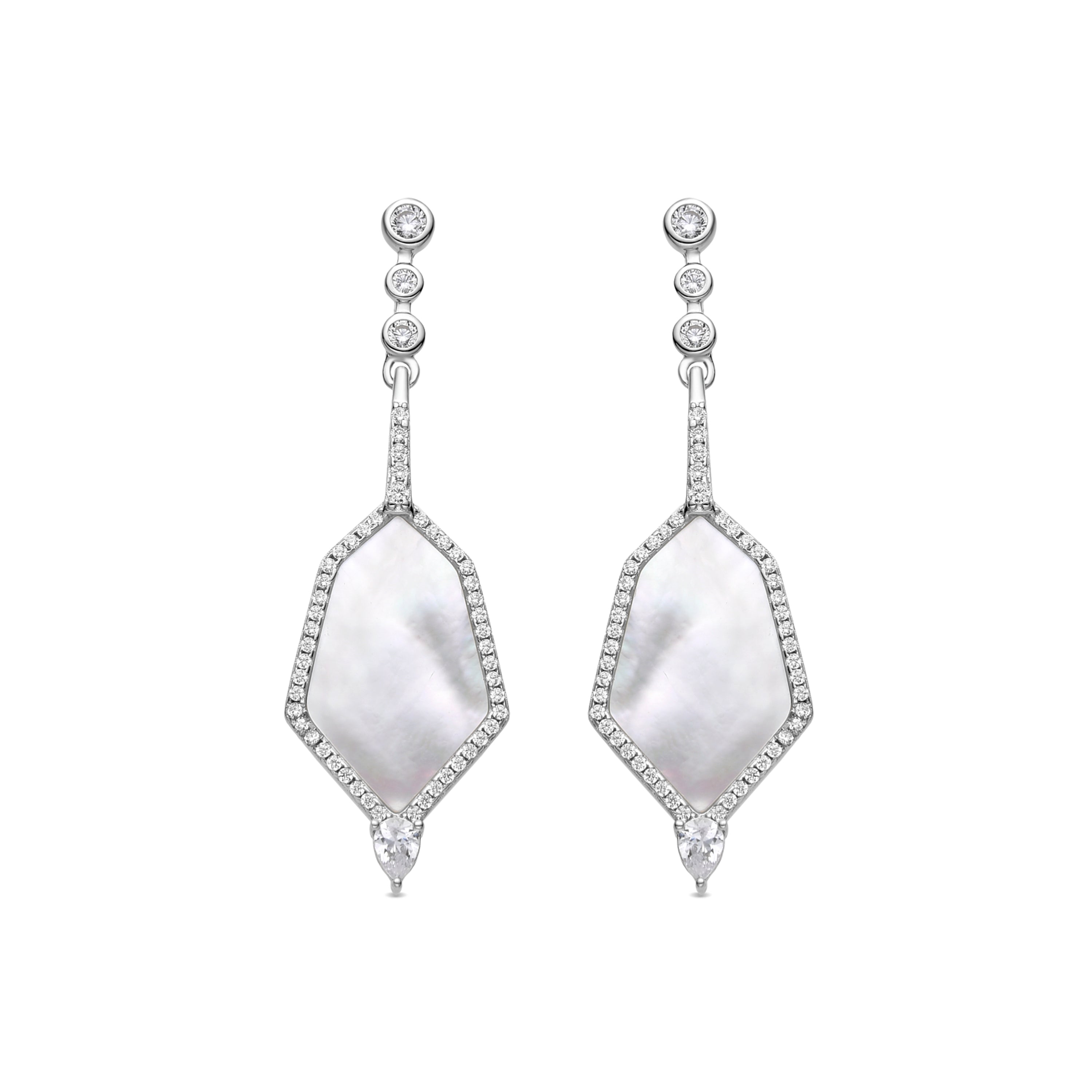 925 Sterling Silver Earrings with Brilliant Zirconia Rhodium Finish - Faios