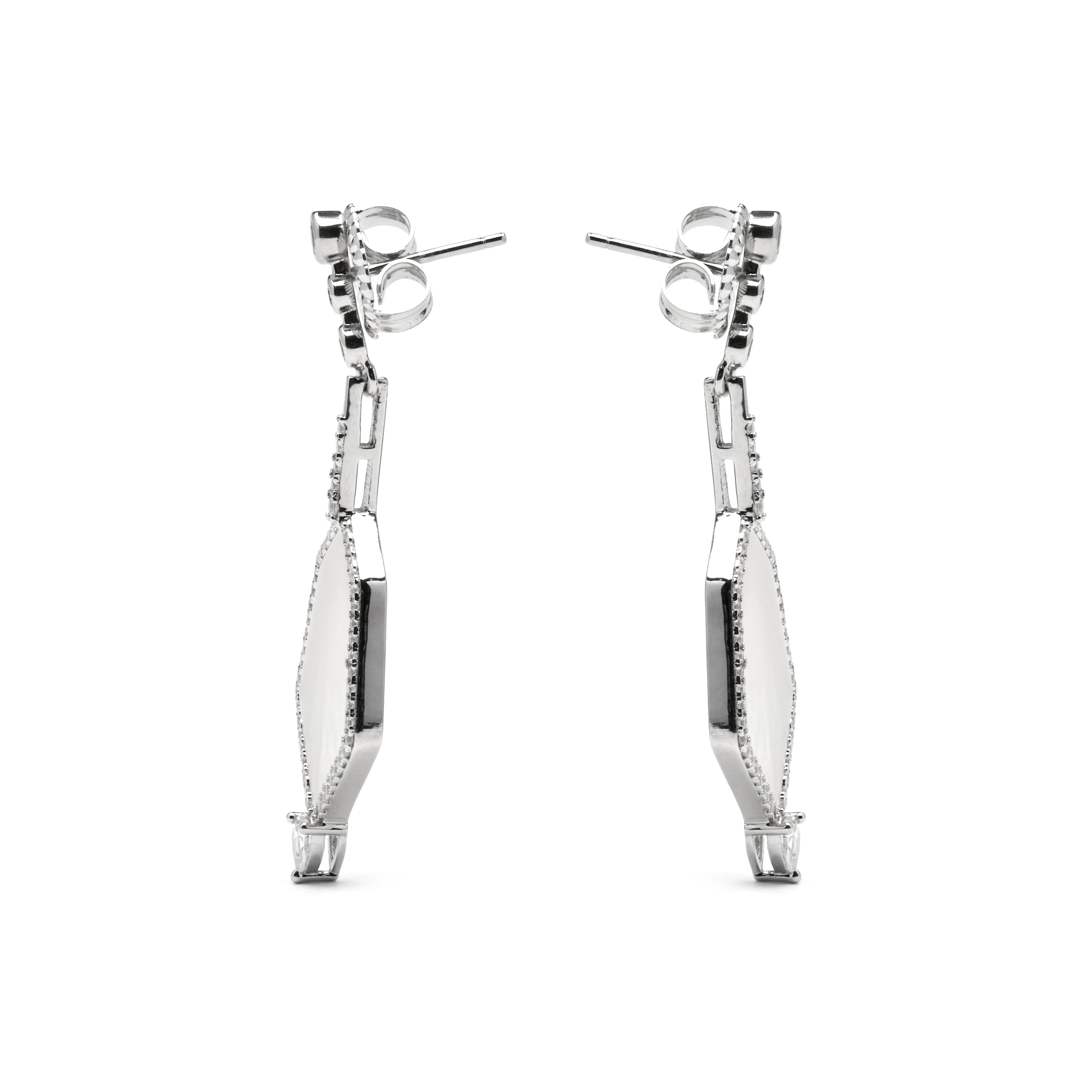 925 Sterling Silver Earrings with Brilliant Zirconia Rhodium Finish - Faios