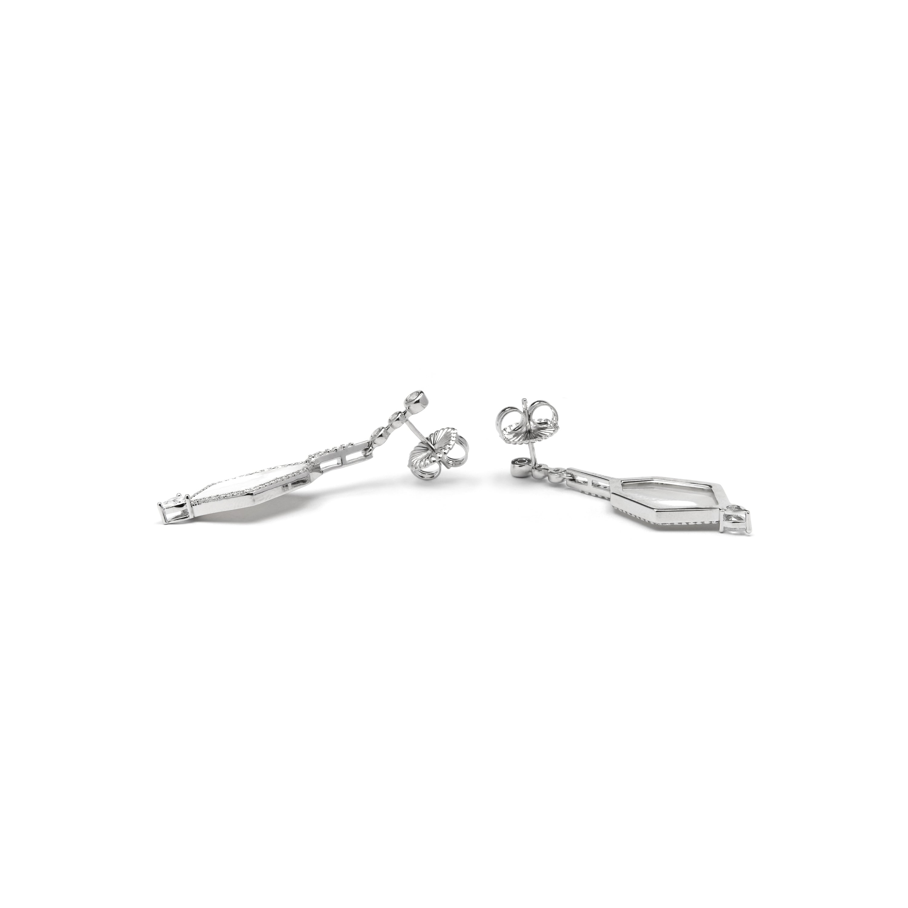 925 Sterling Silver Earrings with Brilliant Zirconia Rhodium Finish - Faios
