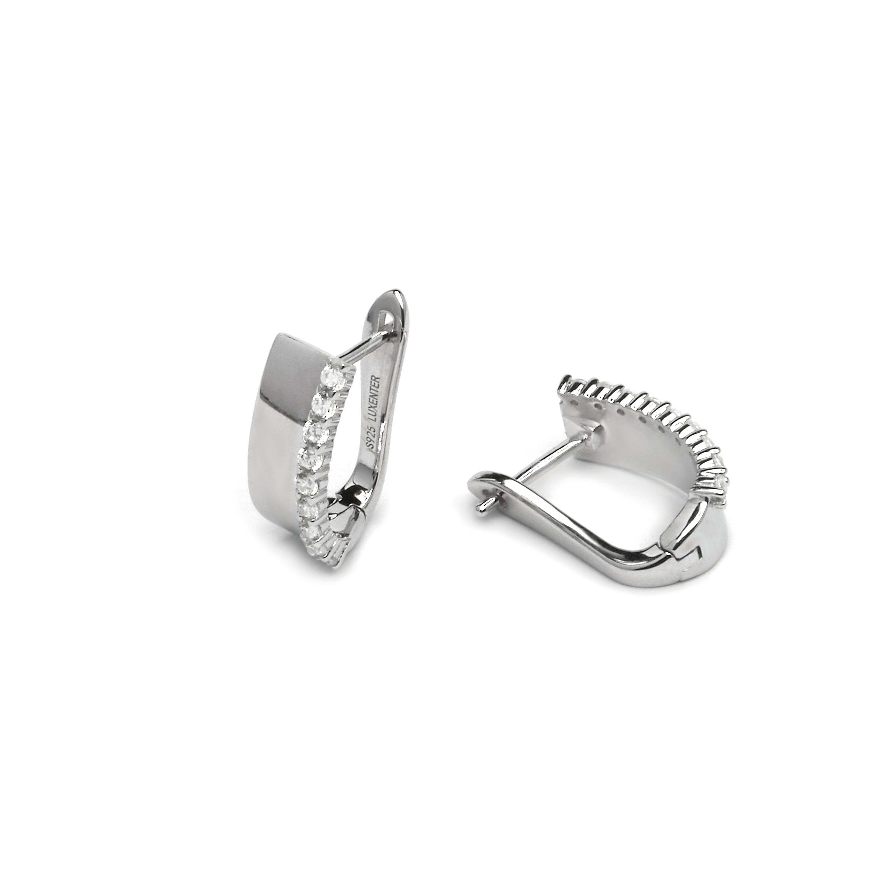 Orecchini in Argento Sterling 925 e Zirconia Brillante con finitura rodiata - Tezel