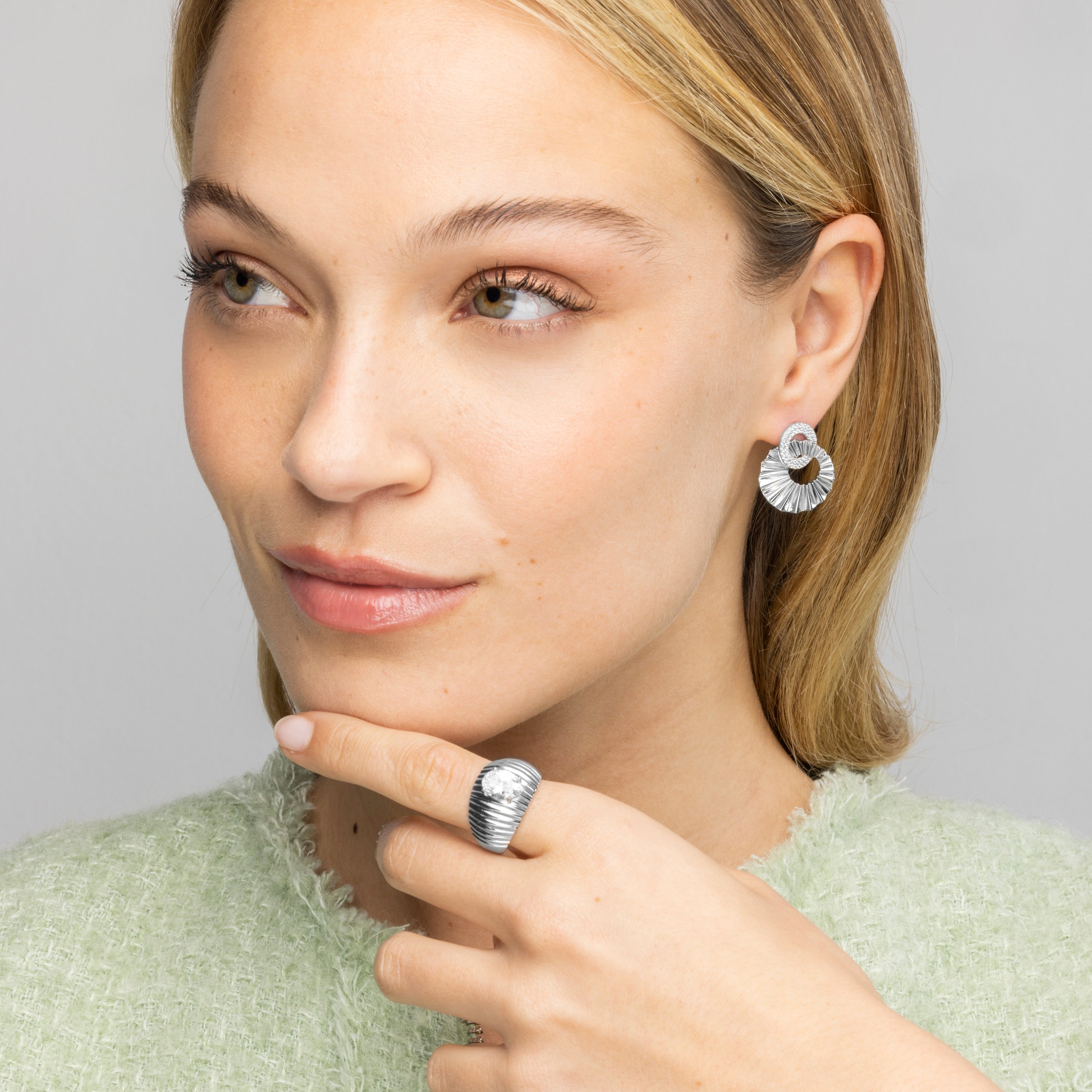 Boucles d'oreilles en argent sterling 925 et zircon brillant finition rhodiée - Najo