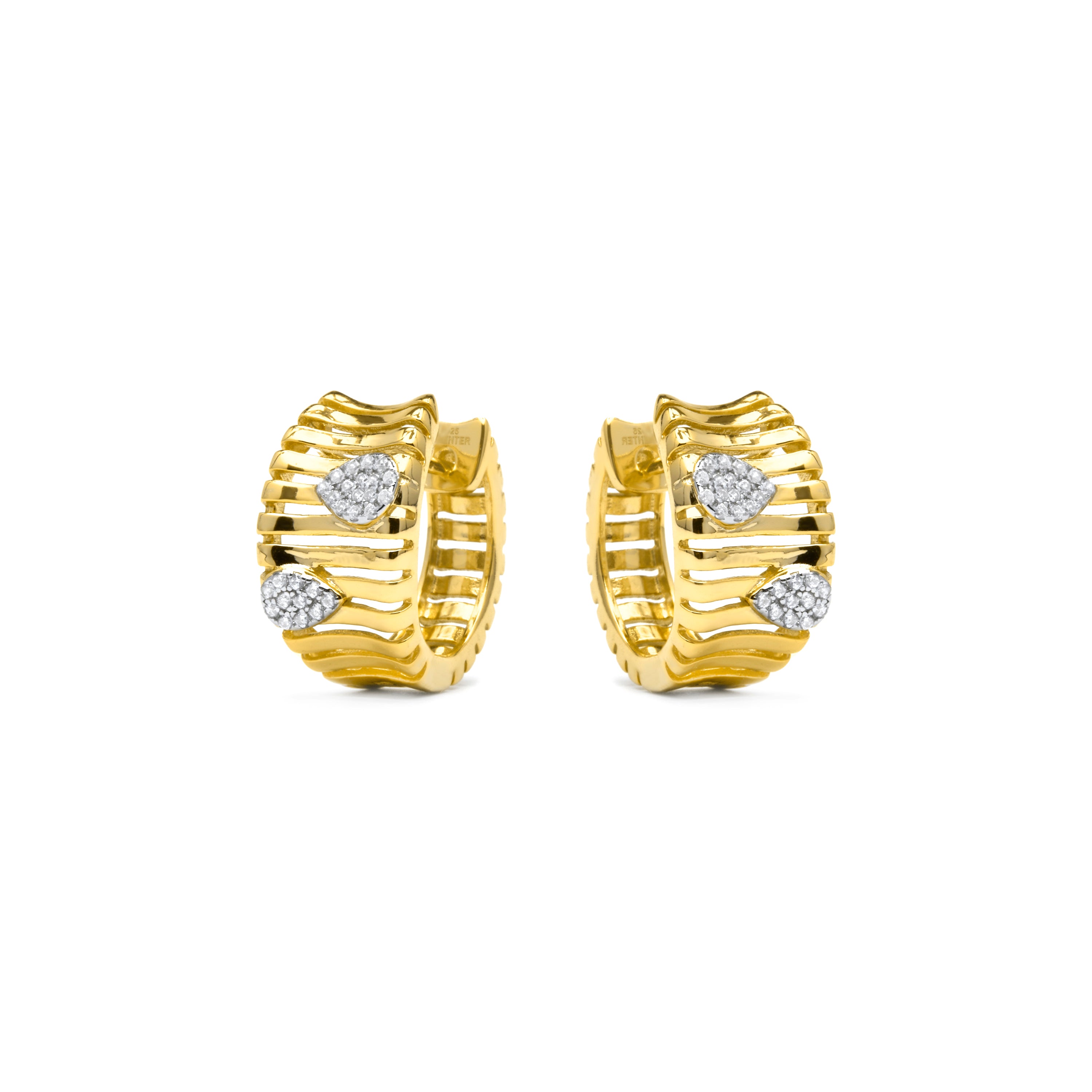 Boucles d'oreilles en argent sterling 925 et zircon brillant finition or jaune 18k - Samon