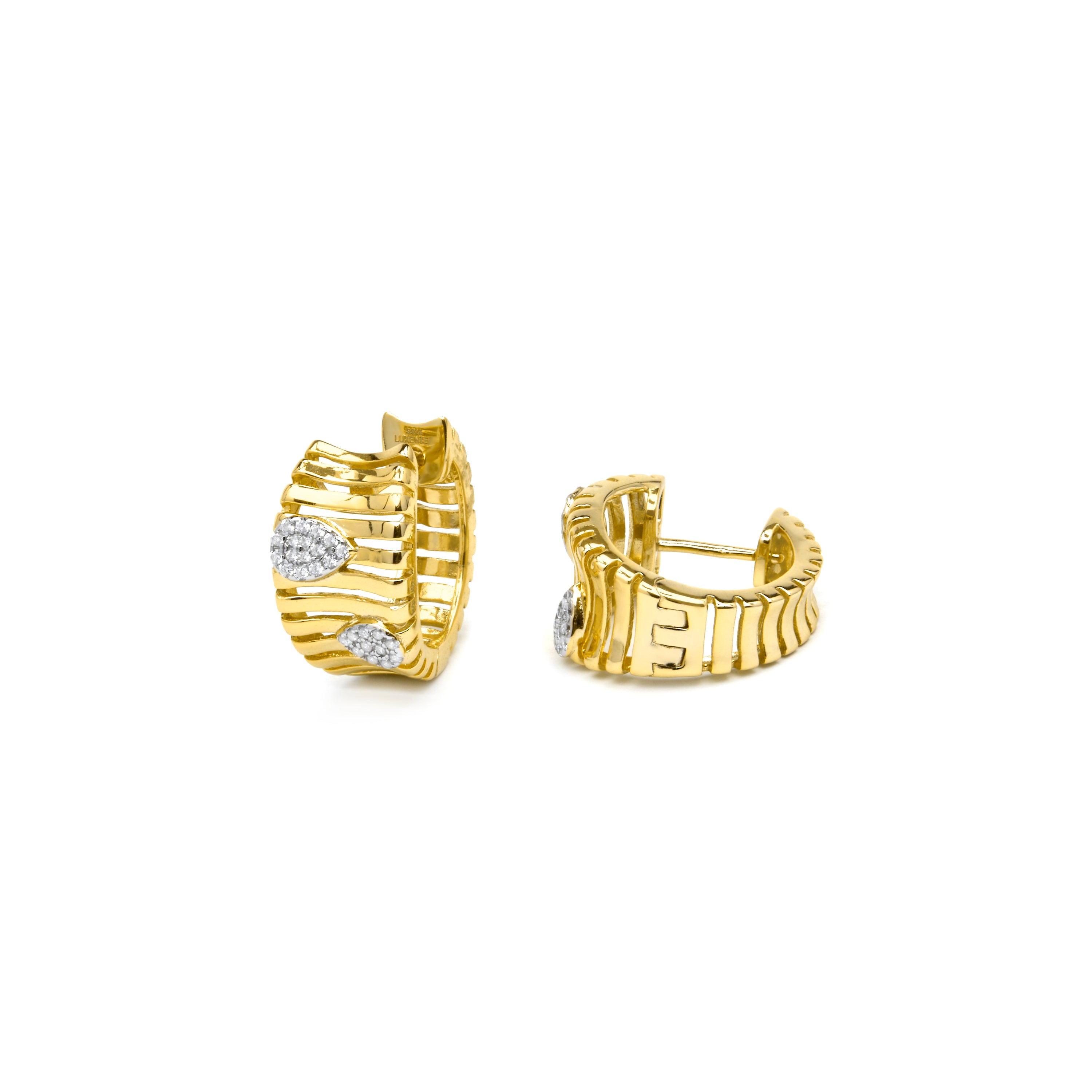Boucles d'oreilles en argent sterling 925 et zircon brillant finition or jaune 18k - Samon