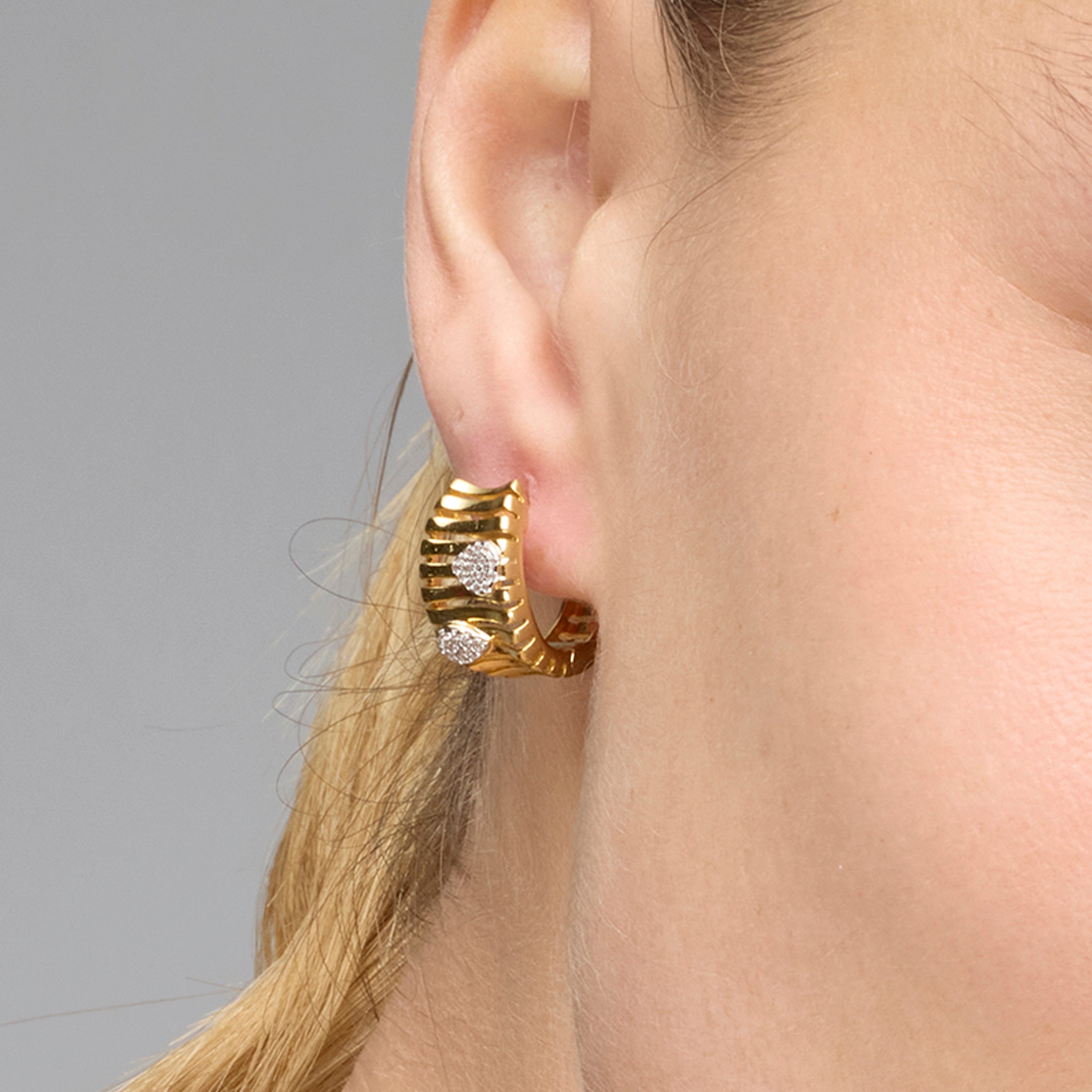Boucles d'oreilles en argent sterling 925 et zircon brillant finition or jaune 18k - Samon