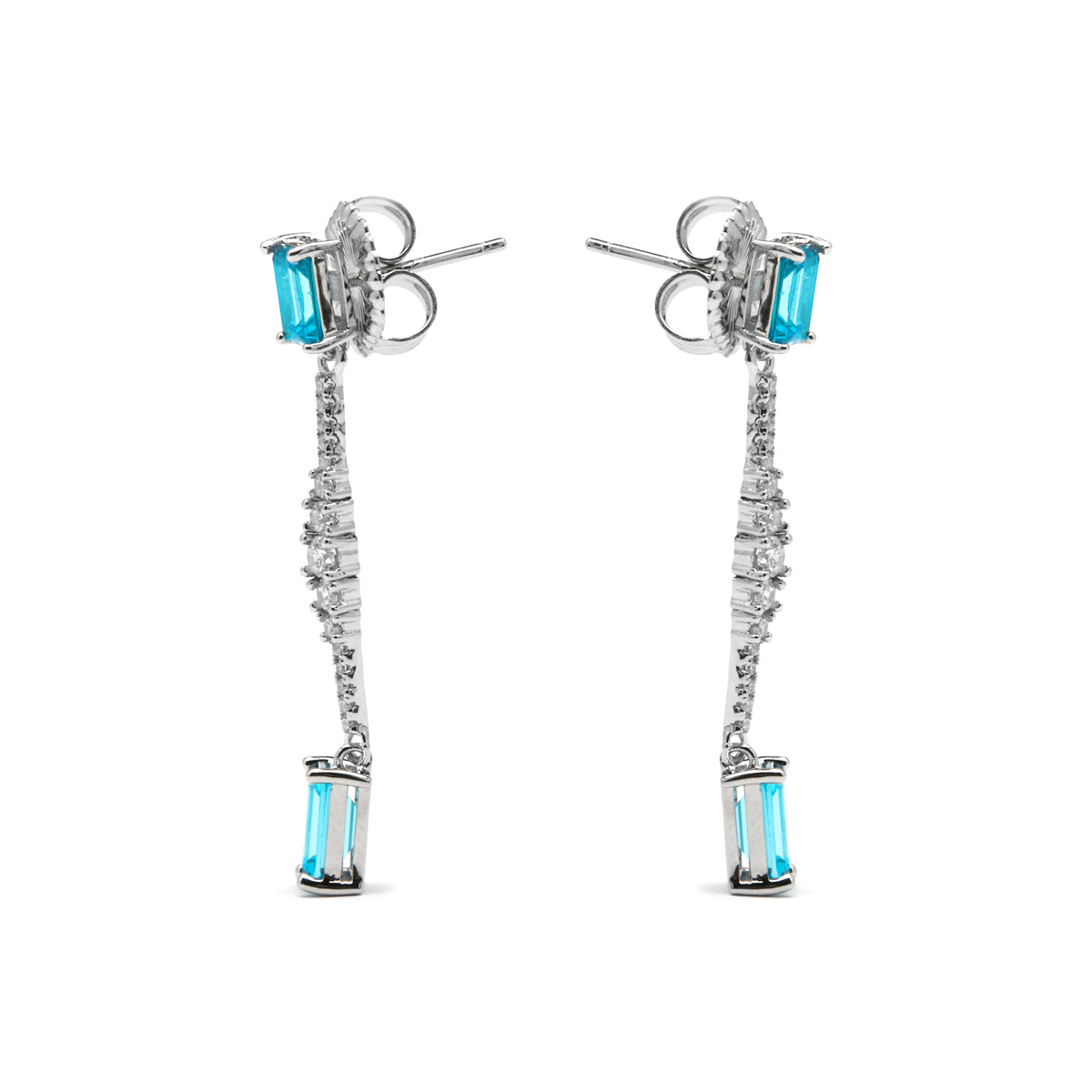 Boucles d'oreilles en argent sterling 925 et zirconium aigue-marine finition rhodium - Igwa